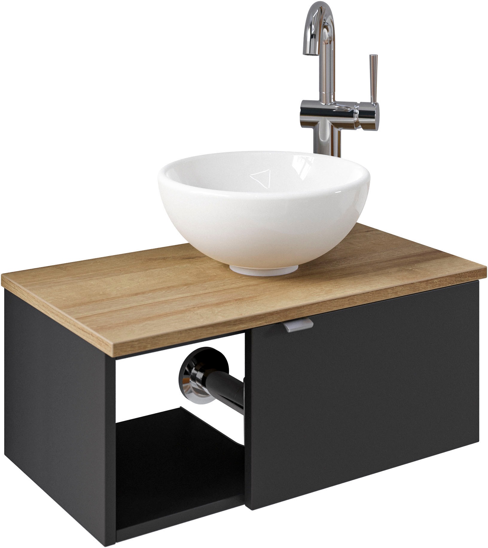 Saphir Badmöbel-Set »Serie 6915«, (4 St.), Gäste-Bad, 70 cm breit, mit LED-Spiegel, offenem Fach und 1 Tür