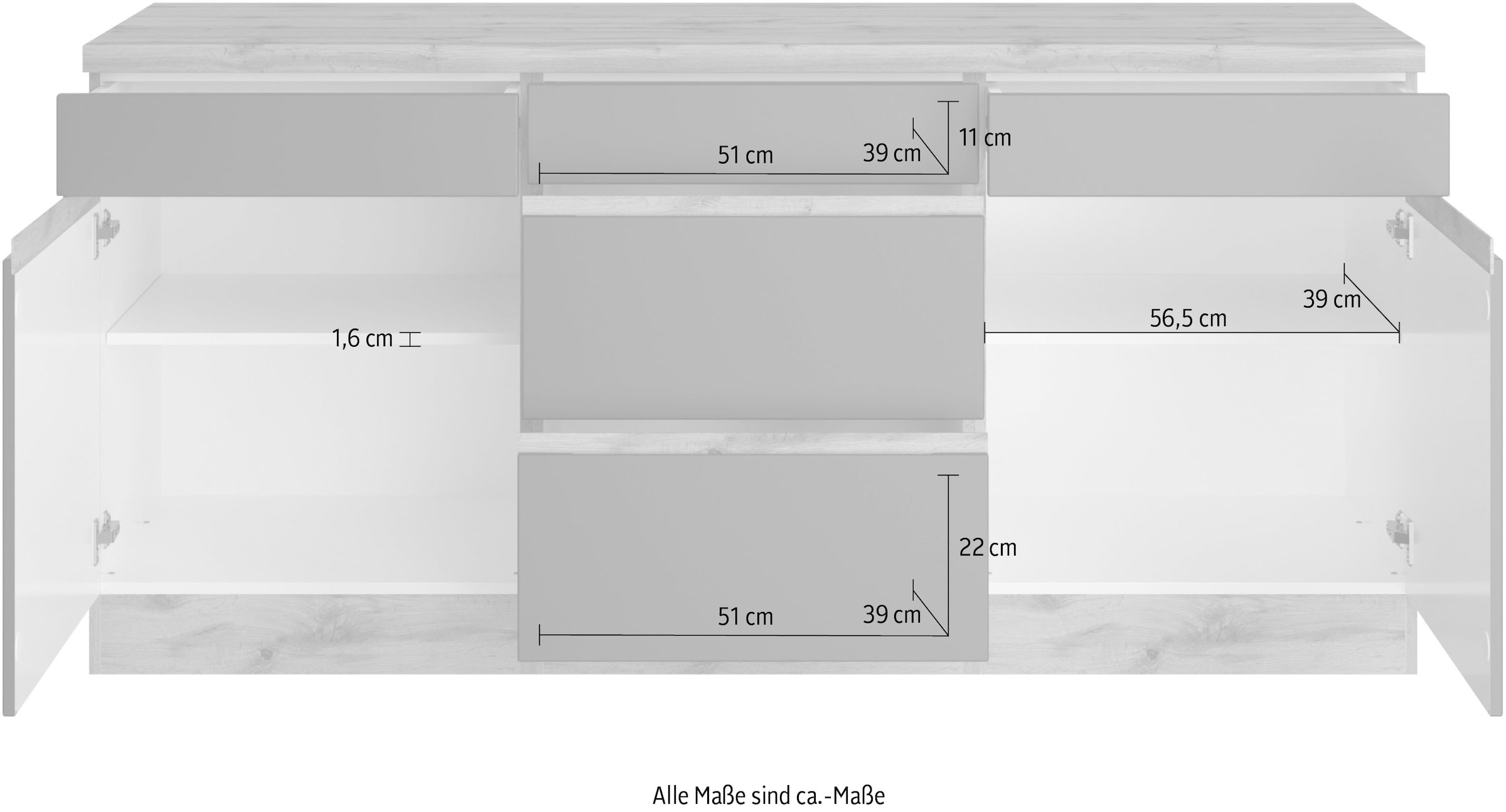 KOCHSTATION Unterschrank »KS-Riesa«, Breite 180 cm, MDF-Fronten