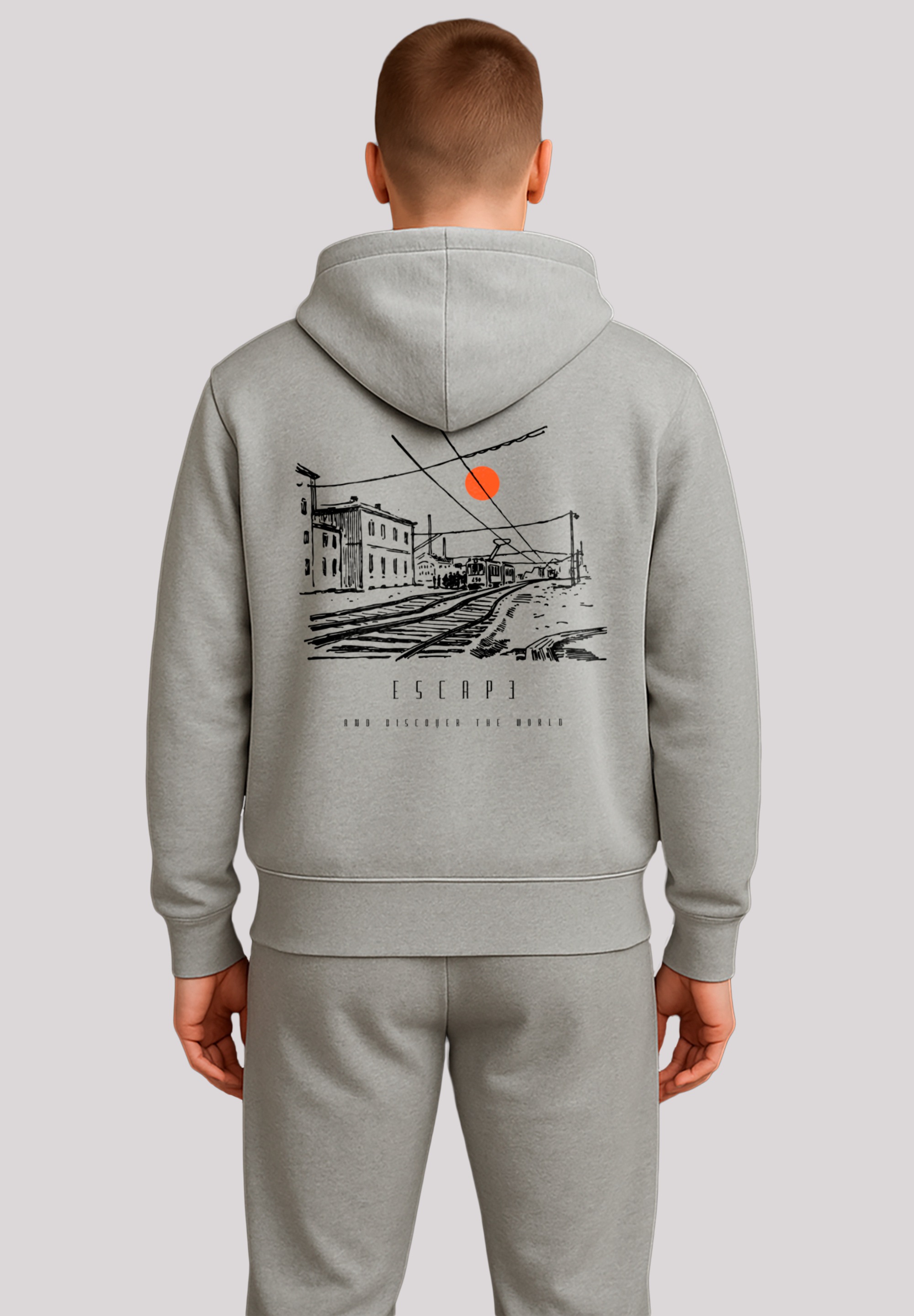 F4NT4STIC Kapuzenpullover "Escape Discover the World Town Train Station", P günstig online kaufen