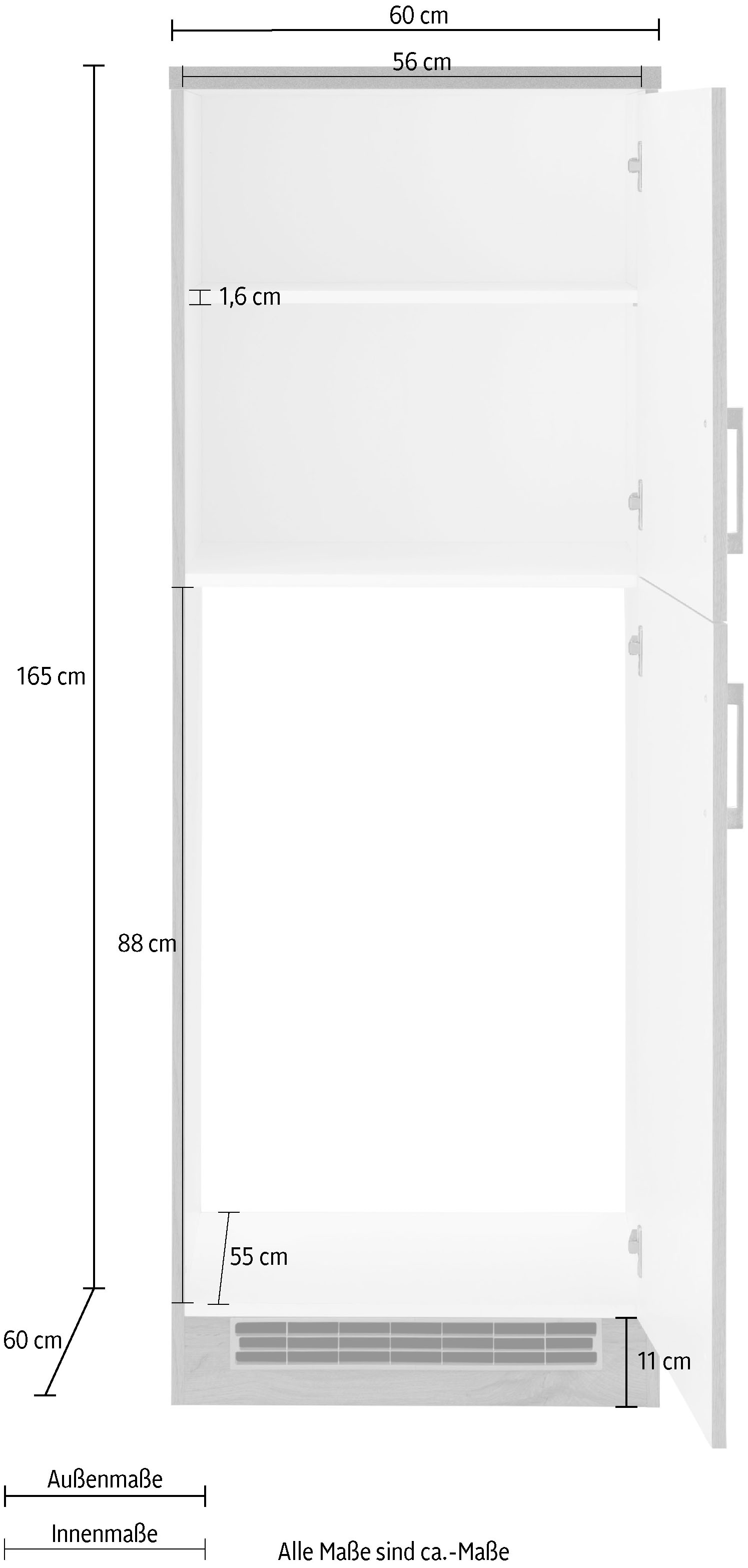 HELD MÖBEL Kühlumbauschrank »Colmar«, cm BAUR für Nische 165 bestellen geeignet 60 cm hoch, breit, | cm 88 Einbaukühlschrank