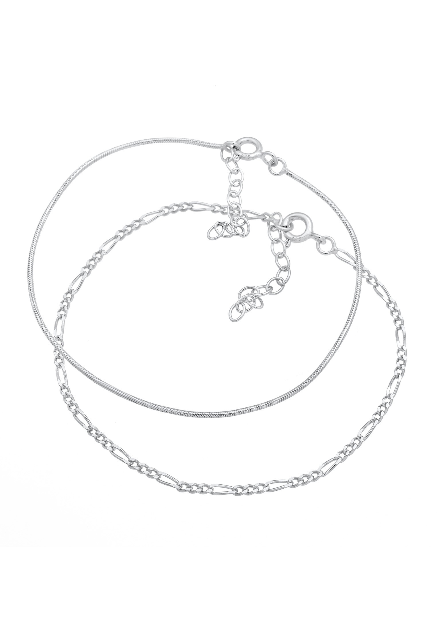Elli Armband Set »Armkettchen-Set Figaro Rund Basic 925 Silber«