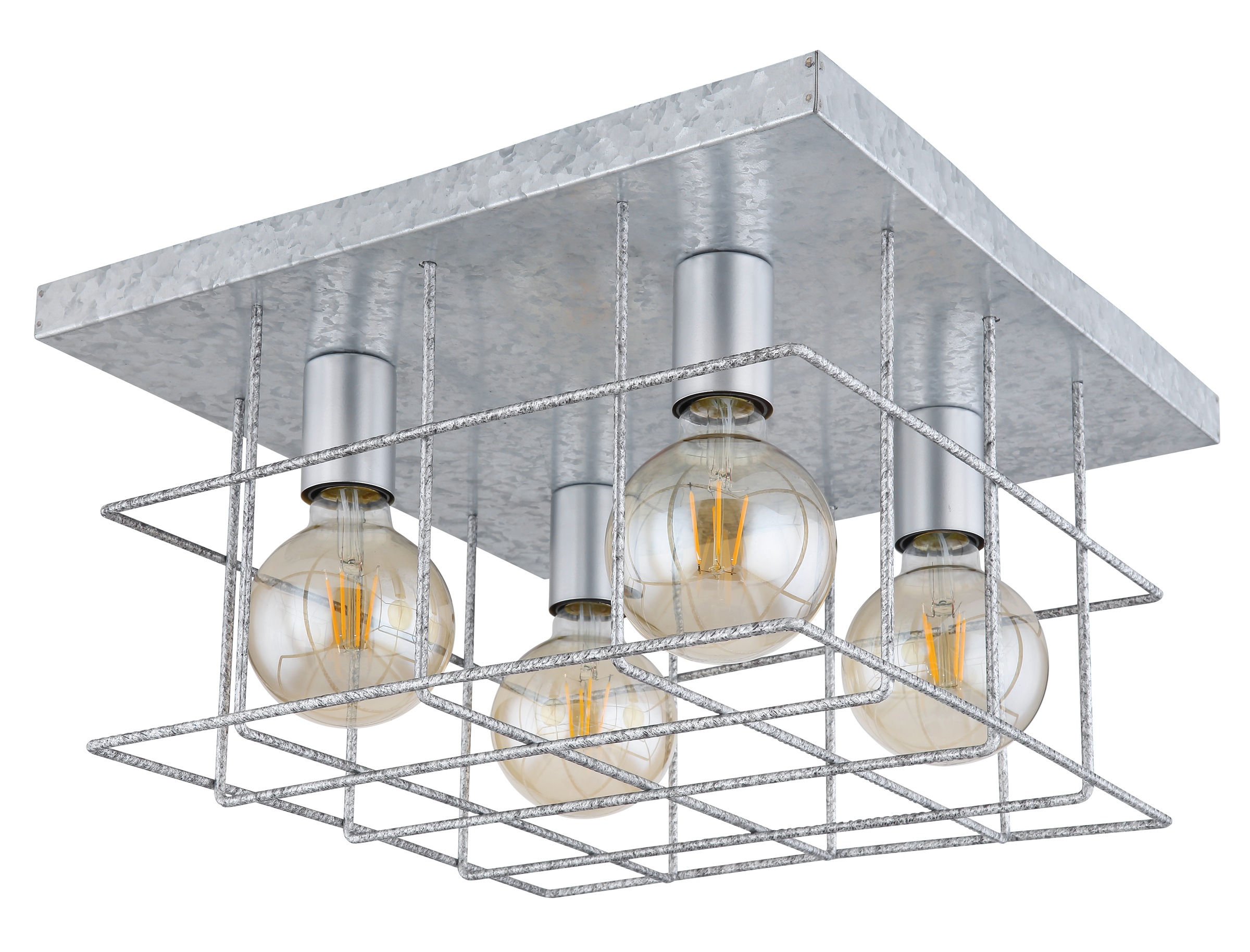 GLOBO LIGHTING Deckenleuchte »MERRIL« E27 1 Stk. Zinkfarbene Deckenleuchte mit Käfig aus Betonstahl-Gitter