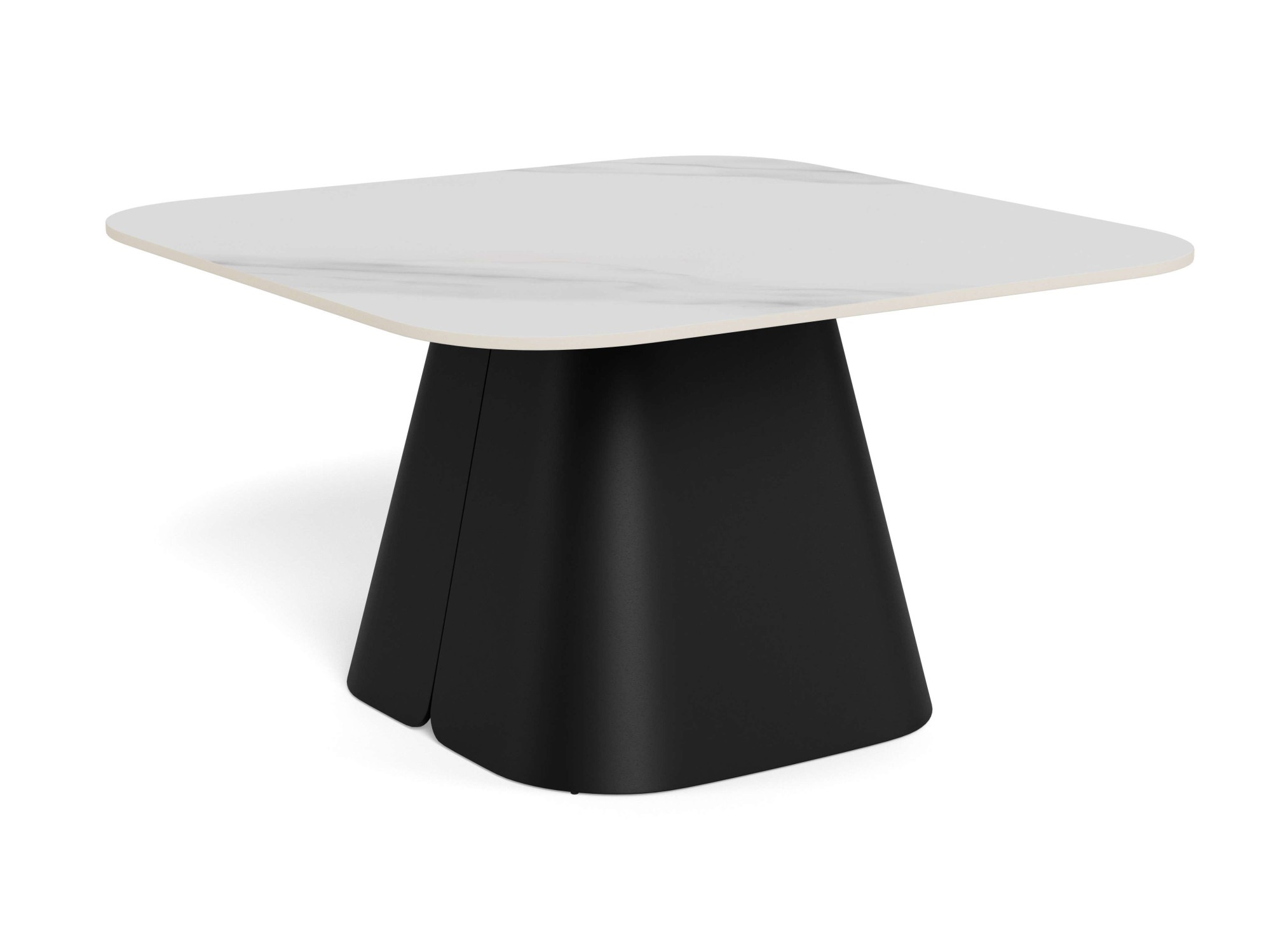 ACTONA GROUP Couchtisch »Salinas, Sofatisch, Tisch, Beistelltisch« B/T/H: 80x80x48 cm,  weiße Keramikplatte, abgerunde Ecken, schwarzer Stahlfuß