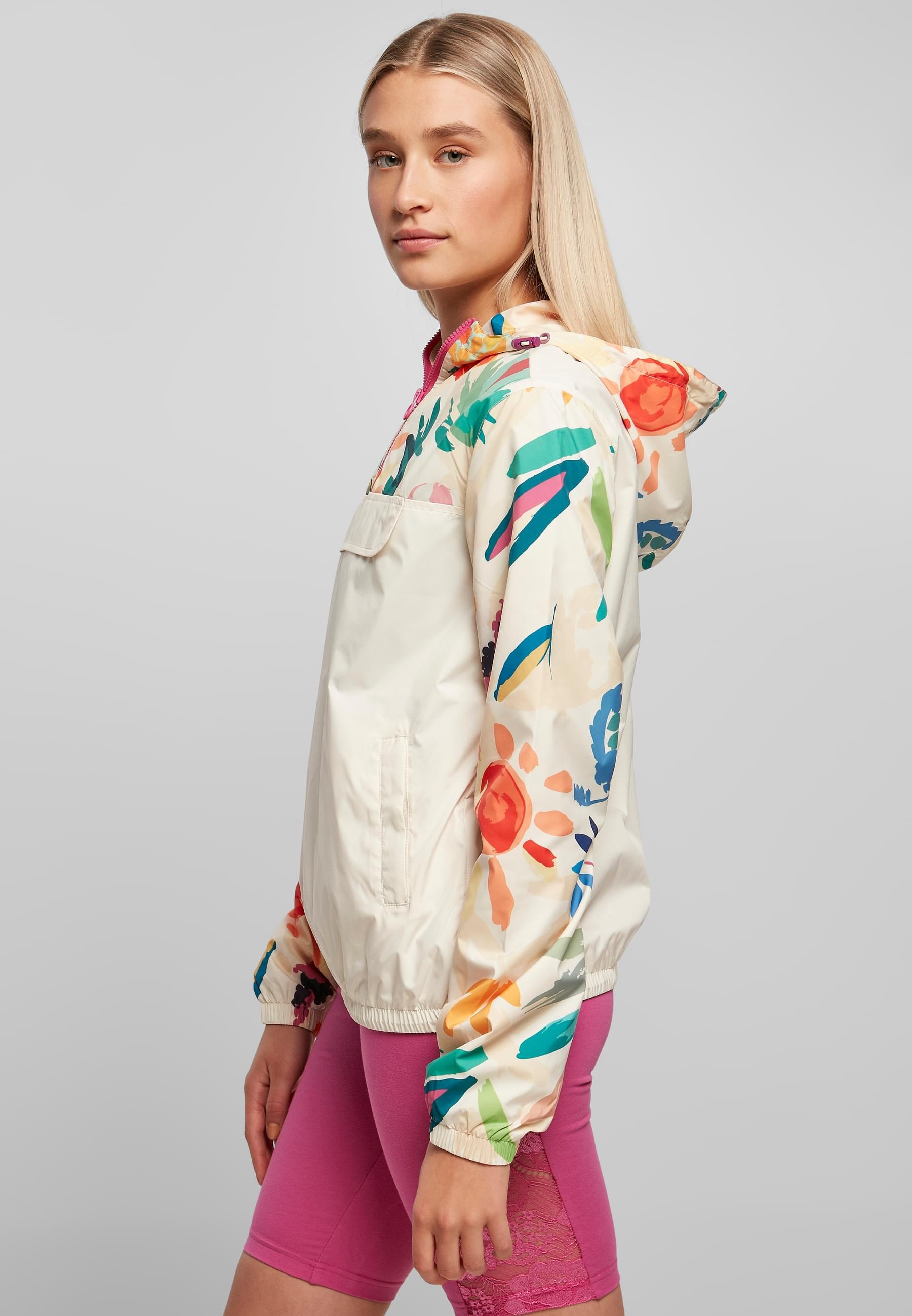 URBAN CLASSICS Allwetterjacke »Urban Classics Damen Ladies Mixed Pull Over Jacket«, (1 St.), mit Kapuze