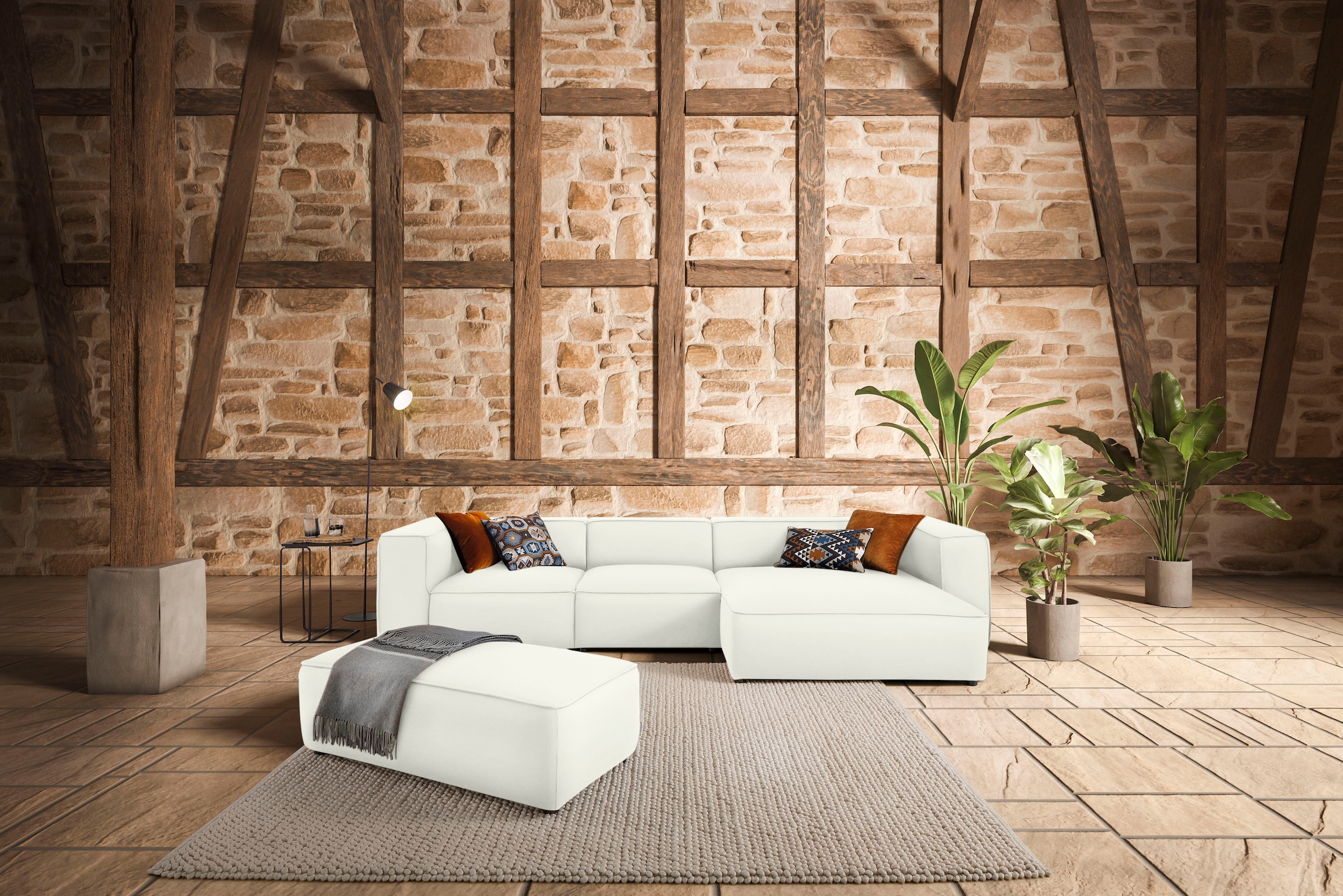 W.SCHILLIG Ecksofa "around-the-block Mega Sofa, viel Platz und hoher Sitzkomfort, L-Form" mit eleganter Biese, mit Federkern, Breite 341 cm
