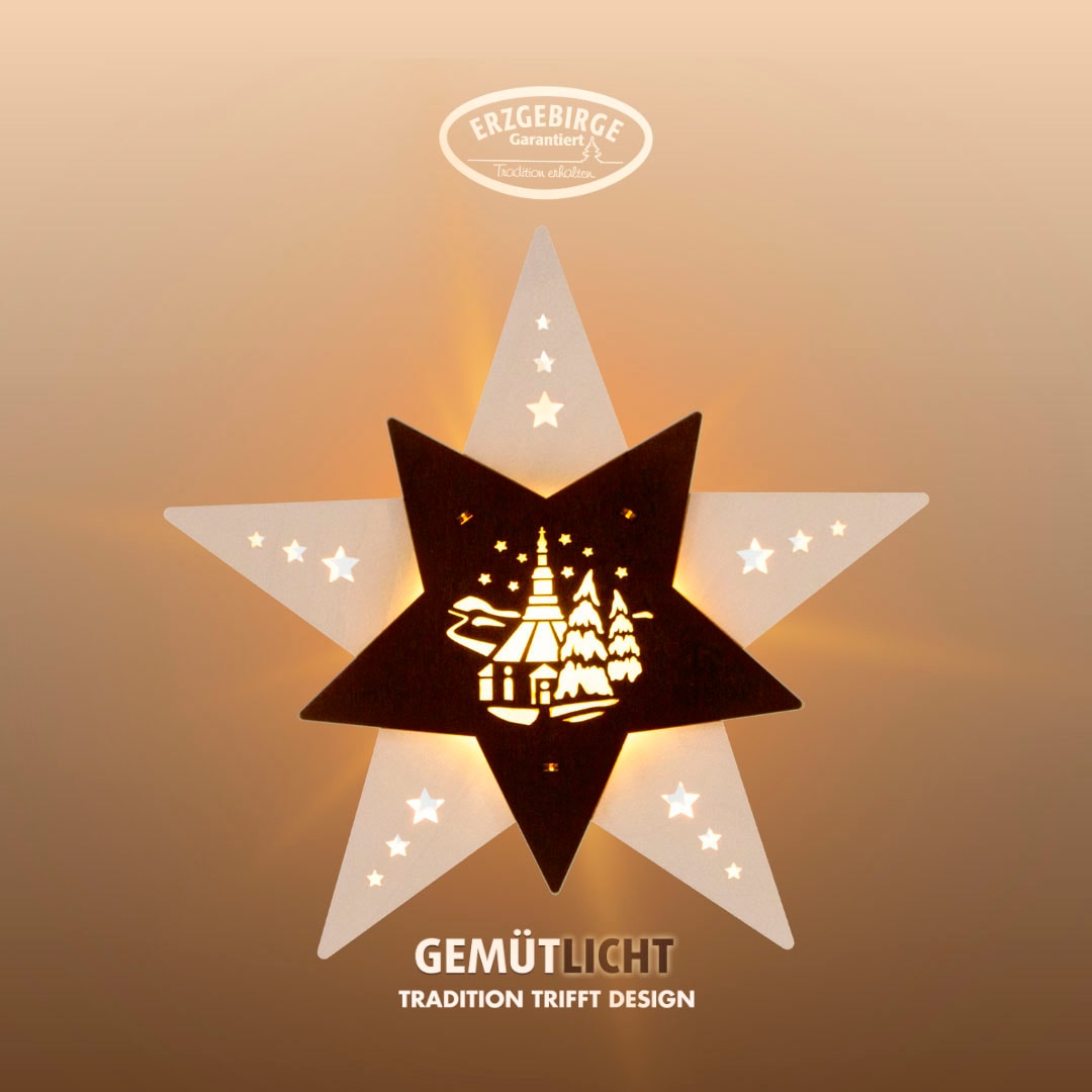 Weigla Dekostern "LED Seiffener Kirche, Fensterbild, Weiẞ-BRAUN, Made in Ge günstig online kaufen