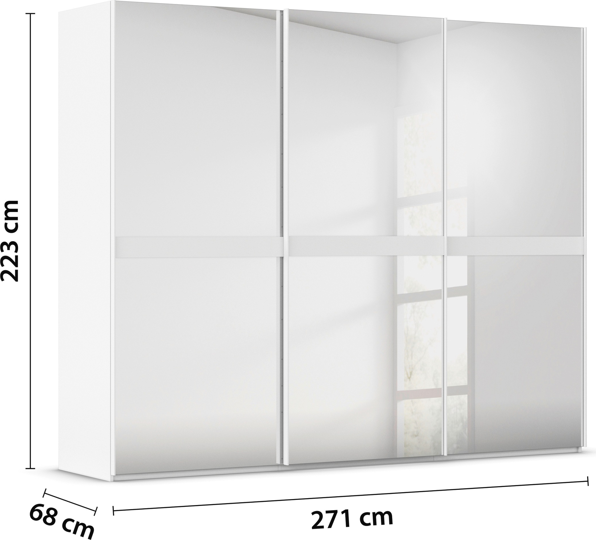 rauch Schwebetürenschrank »Kleiderschrank Schrank Garderobe Schlafzimmerschrank SCALE-LINE«, edle Optik mit Bauchbinde in Korpusfarbe Spiegelfront MADE IN GERMANY