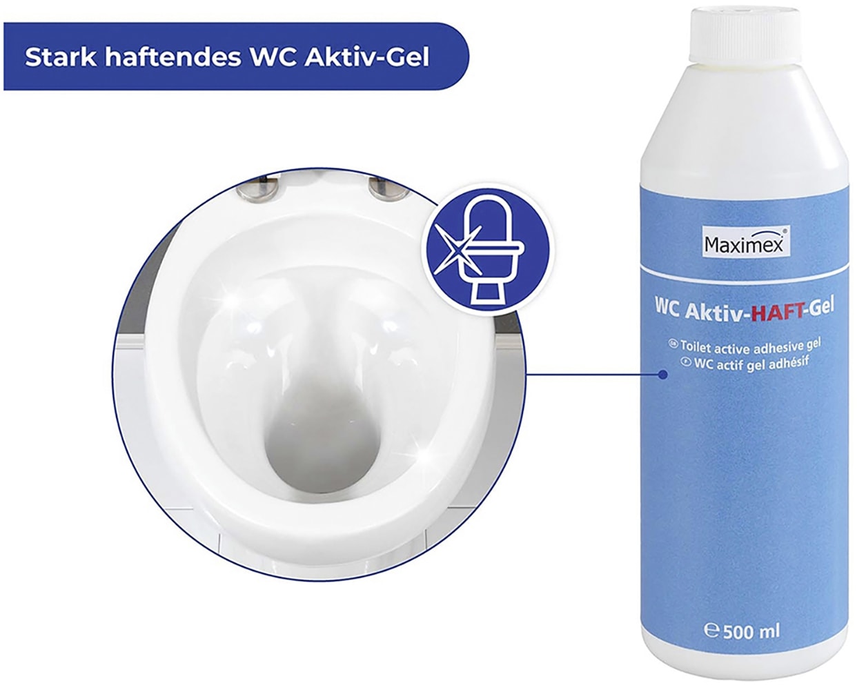 Maximex Reinigungs-Set »WC-Randreiniger und WC-Aktiv-Haftgel«, bei hartnäckigen Verschmutzungen der Toilette, je 500 ml, Ozean-Duft