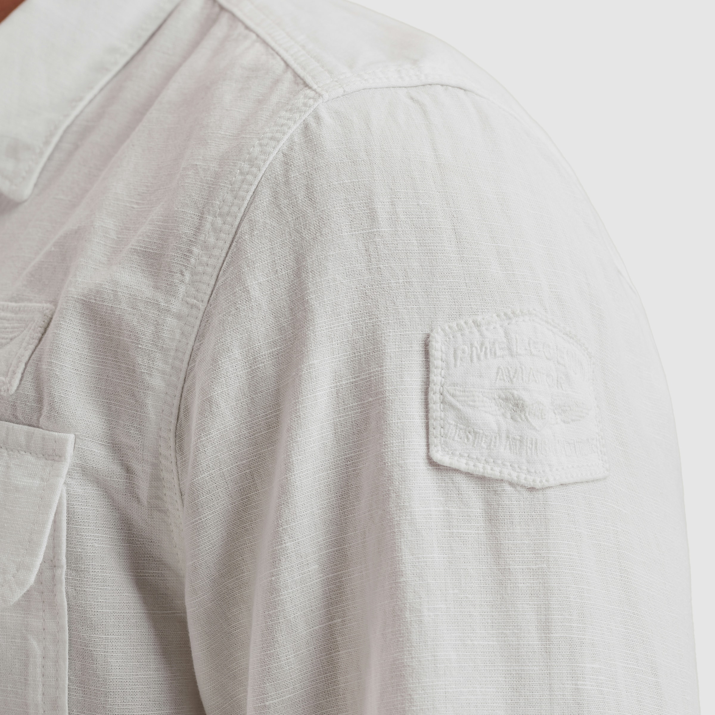 PME LEGEND Langarmhemd »Long Sleeve Shirt Cotton/linen«, mit Brusttaschen und mit Leinen