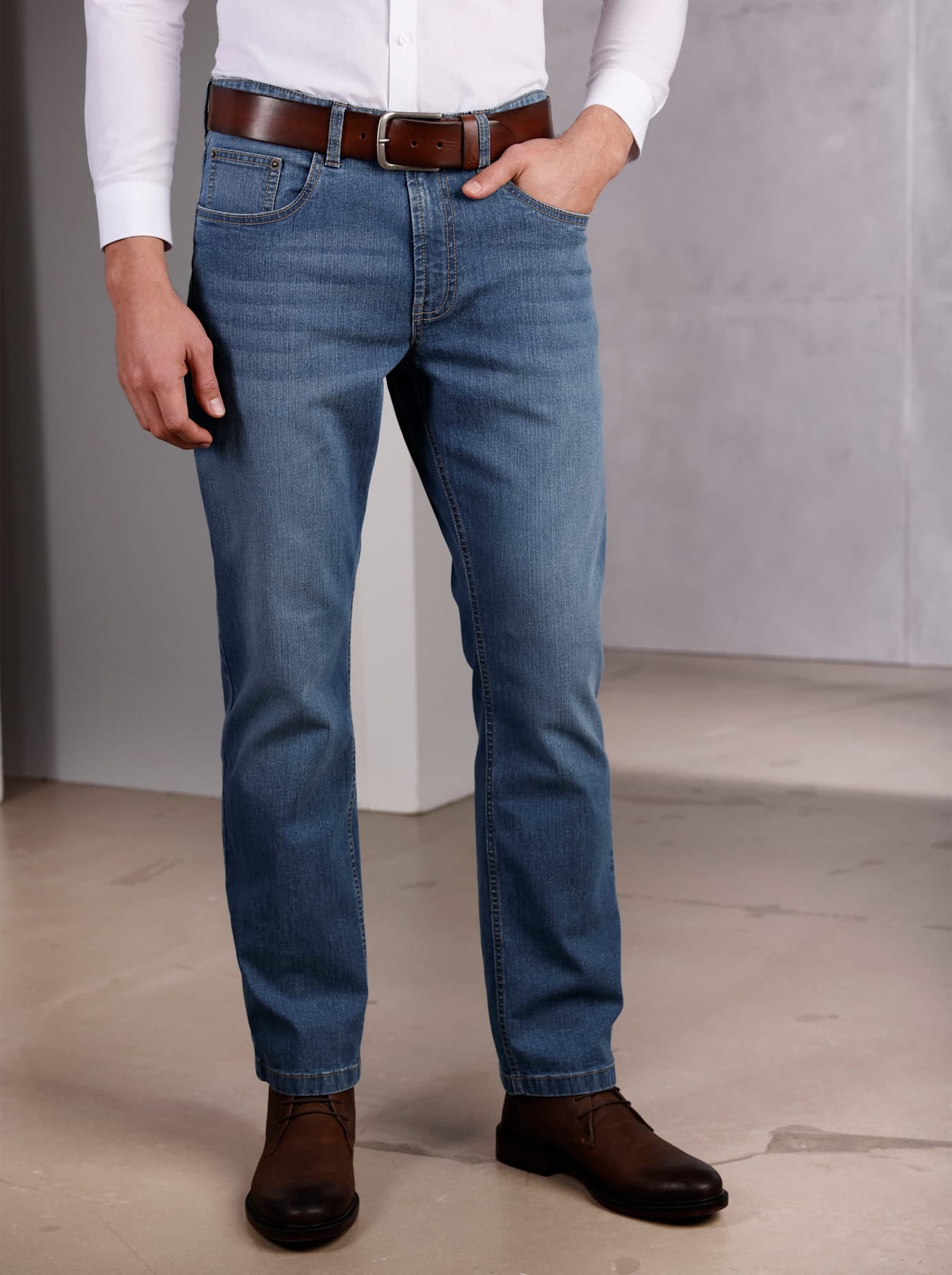 CLASSIC Herren 5-Pocket-Jeans, blau, Gr. 60, gemustert, 84% Baumwolle, 14% Polyester, 2% Elasthan, Jeans