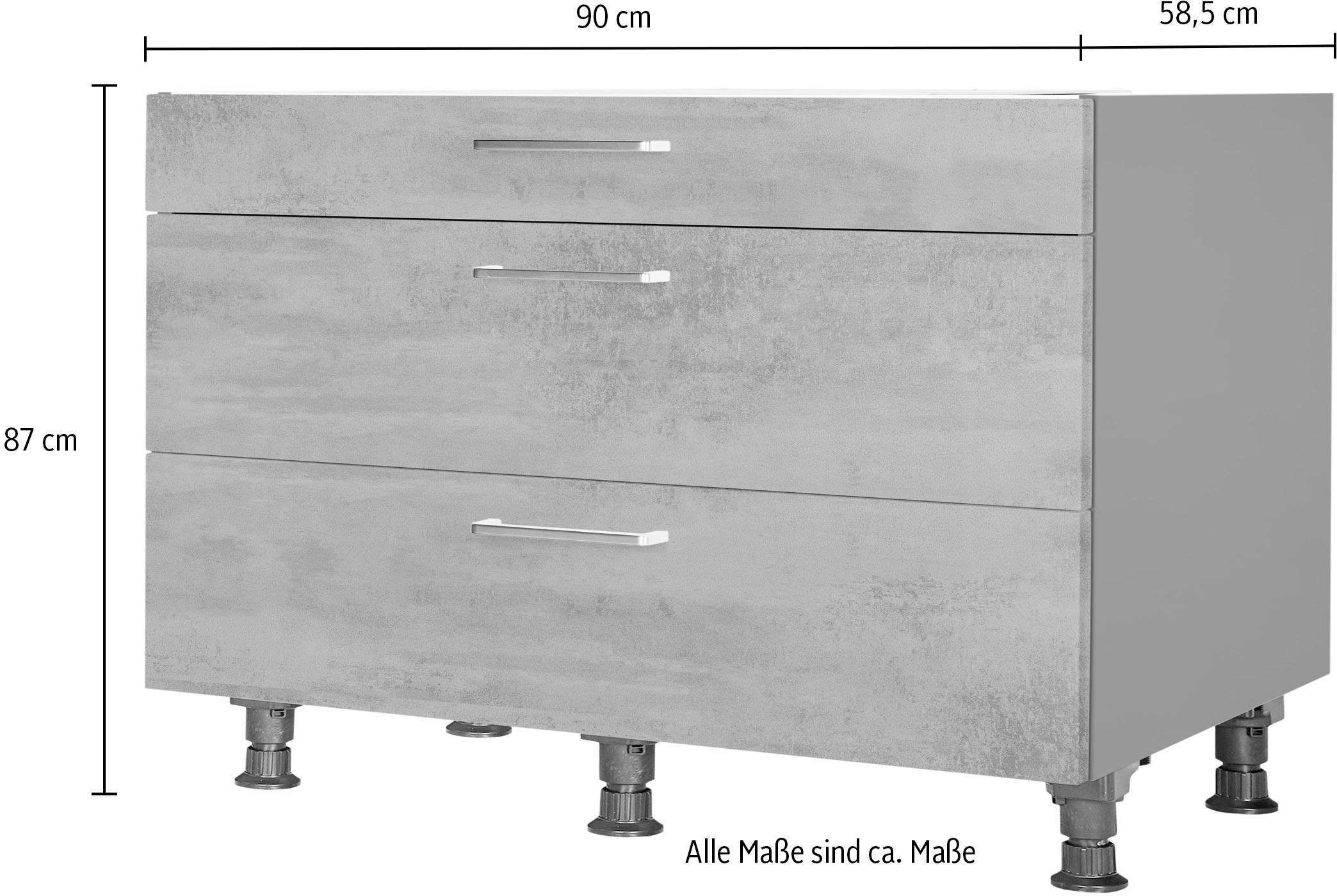 nobilia® Unterschrank »"Riva", vormontiert, mit höhenverstellbaren Sockelfüßen, in den«, Breiten 30, 45, 60 und 90 cm, mit Schubkasten und Auszügen
