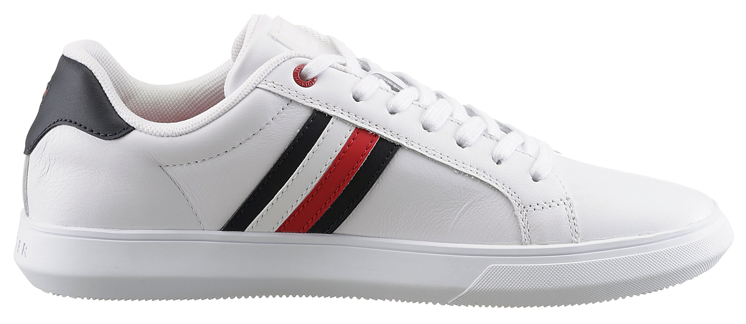 Tommy Hilfiger pour homme. FM0FM04921 Baskets Cupsole en cuir blanc (42), Plat, Lacets, Casuel 3