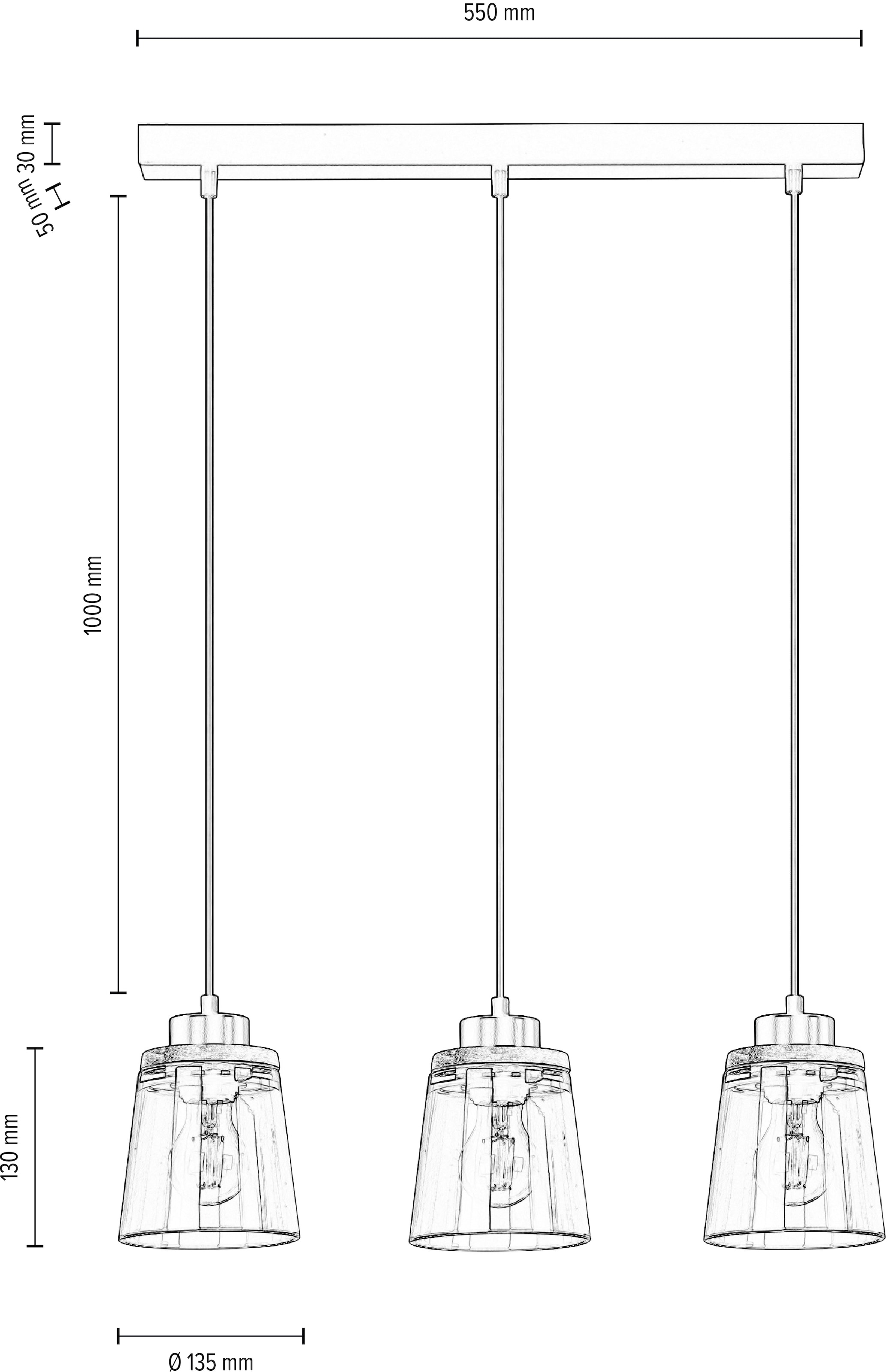 Home affaire Pendelleuchte mit Dekor 3 aus flammig-flammig, mit | Rauchglas, Schirm aus Eichenholz, FSC®-Zertifikat »Warnemünde«, BAUR