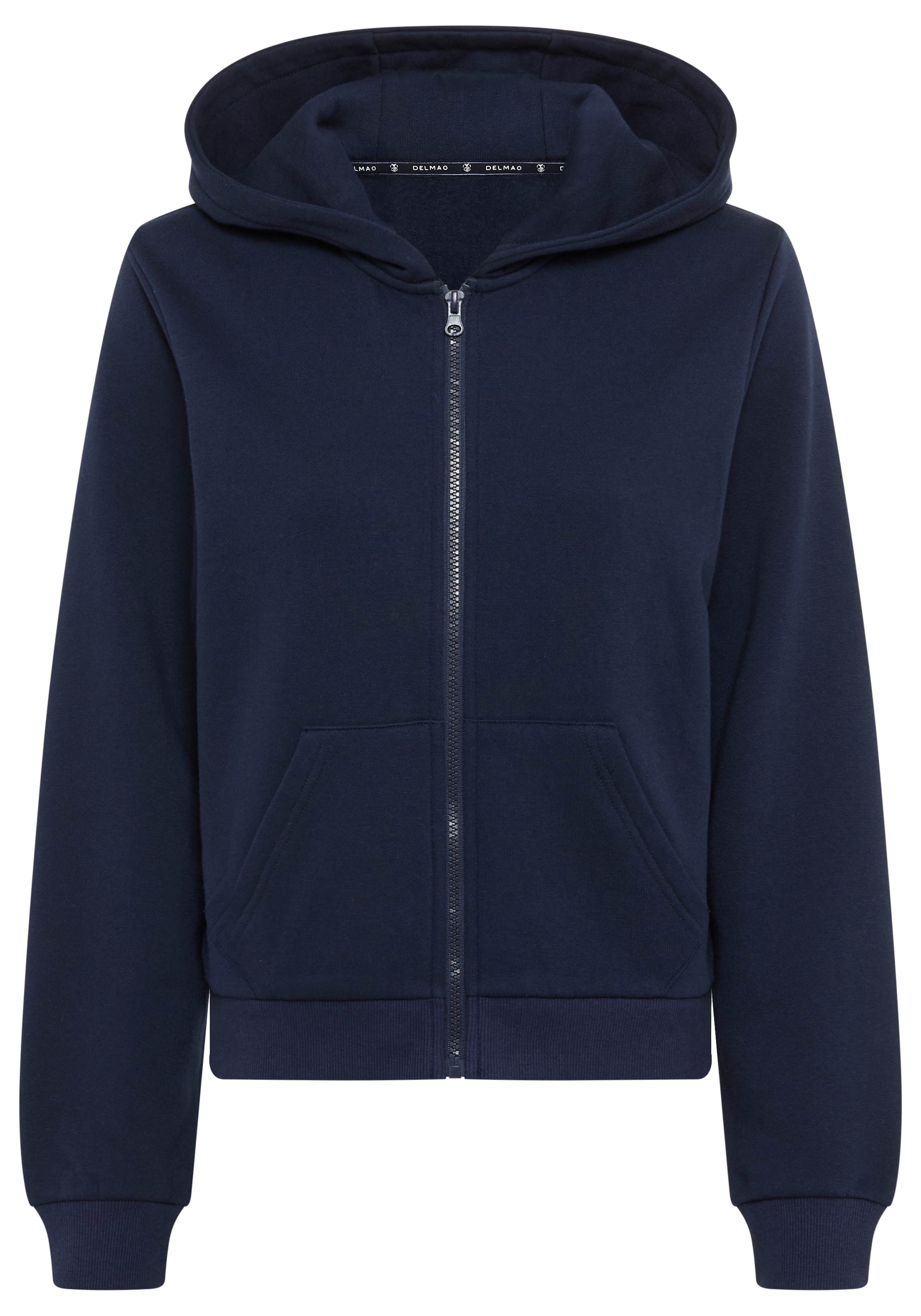 DELMAO Kapuzensweatjacke, mit Reißverschluss, Kapuze & Kängurutasche