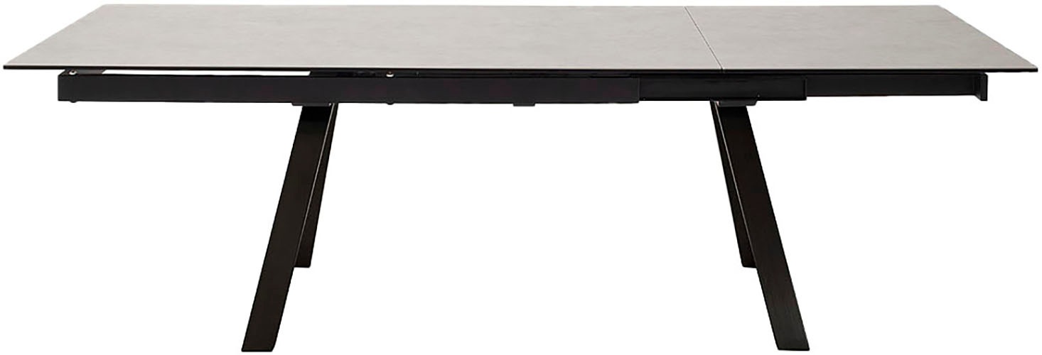 Esstisch MCA FURNITURE "TOBAGO Auszugtisch 180-260 cm", grau (hellgrau, schwarz matt lackiert, hellgrau), B:180cm H:77cm T:95cm, Keramik / Sicherheitsglas schwarz lackiert / 13 mm, Metall;Gestell: Metall, schwarz matt lackiert, Tische, Esstisch, Keramik,M 3