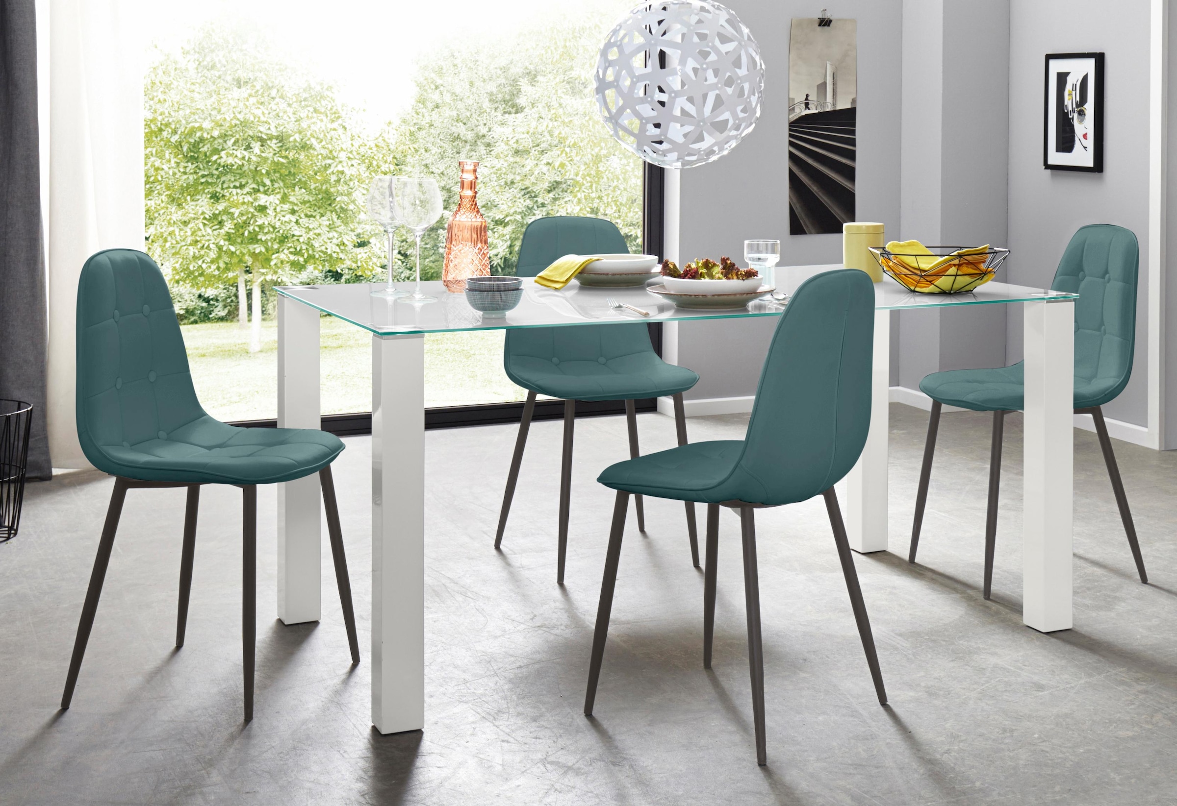 INOSIGN Essgruppe Set, 5 Stk. tlg. mit Glastisch, Breite 160 cm günstig online kaufen