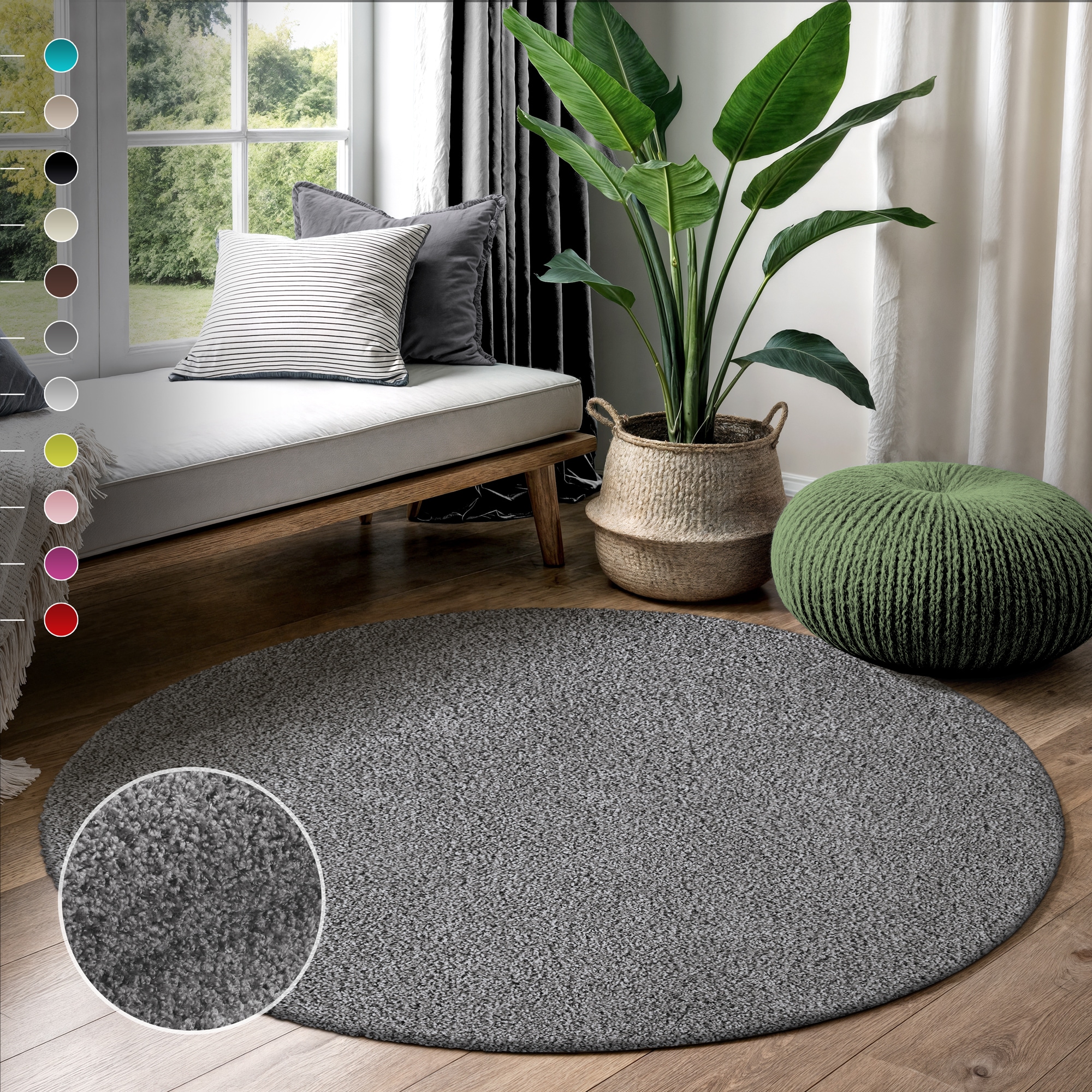 Sanat Hochflor-Teppich "LOCA, auch als Läufer und in Rund" rund 30 mm Höhe Wohnzimmer, Langflor, Shaggy, Schlafzimmer