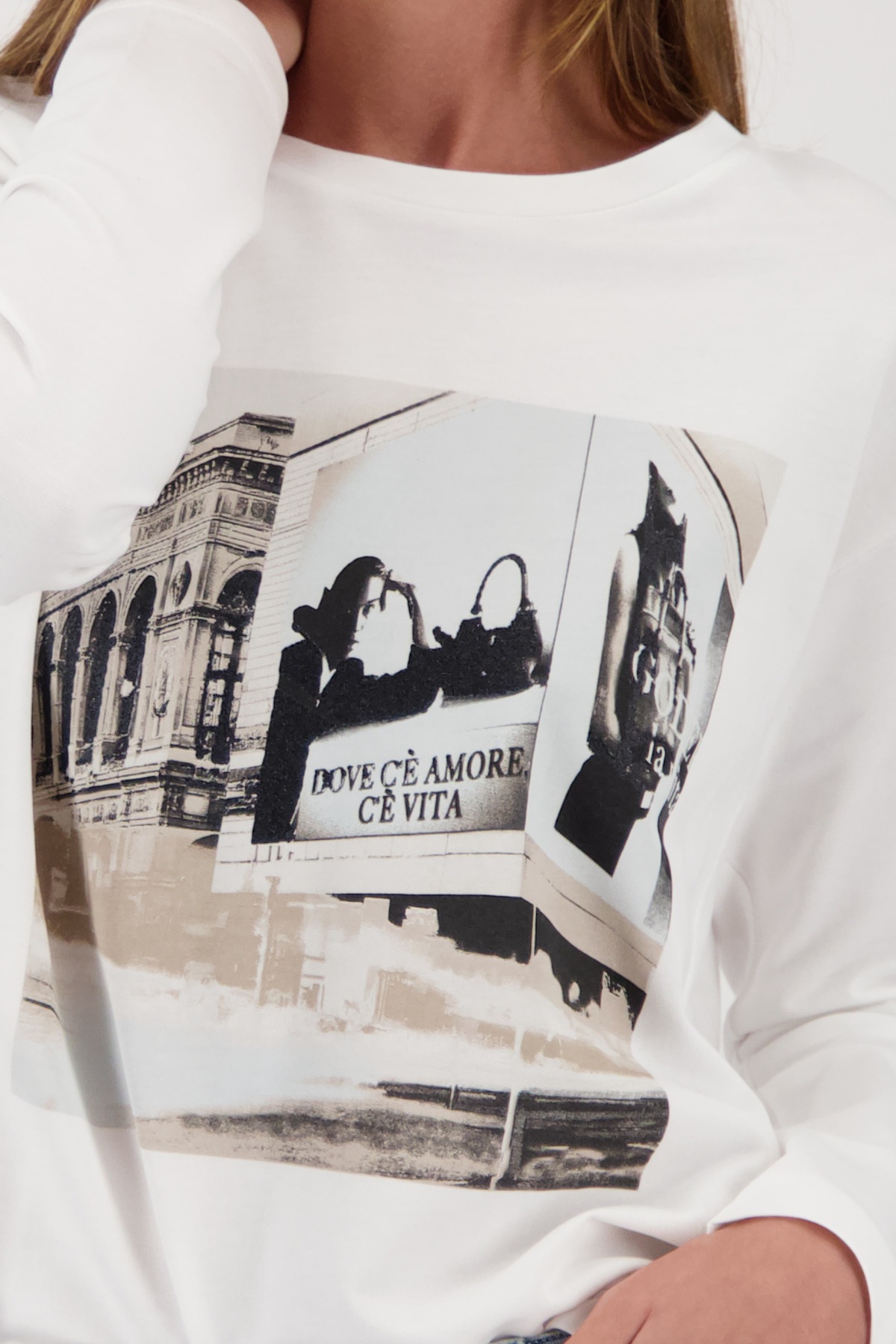 Thumbnail - Monari Langarmshirt "Shirt City Druck" Regular fit mit U-Boot-Ausschnitt