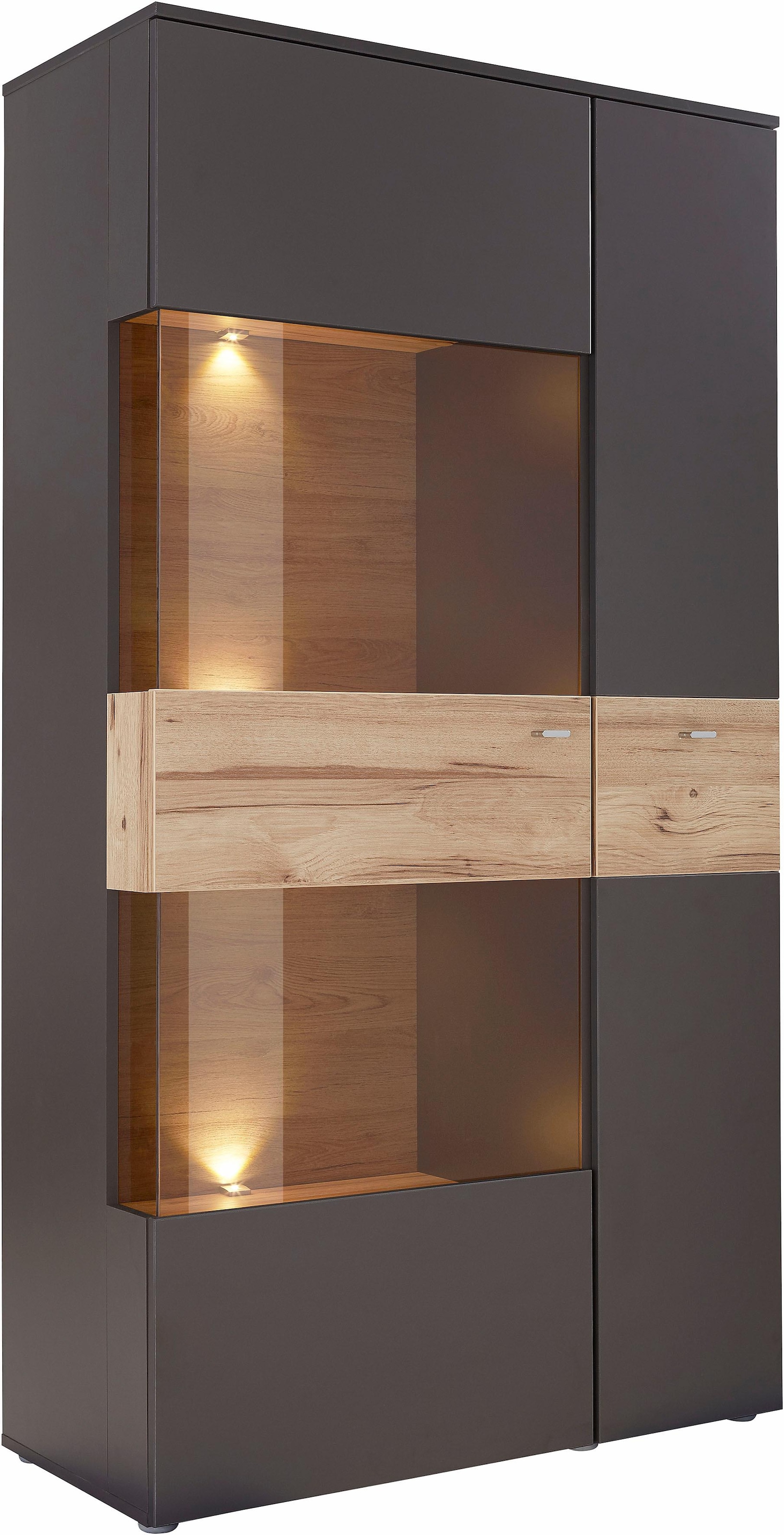 FORTE Vitrine »Como«, Highboard, LED Beleuchtung Einlegeböden, Glastüre, Soft Close