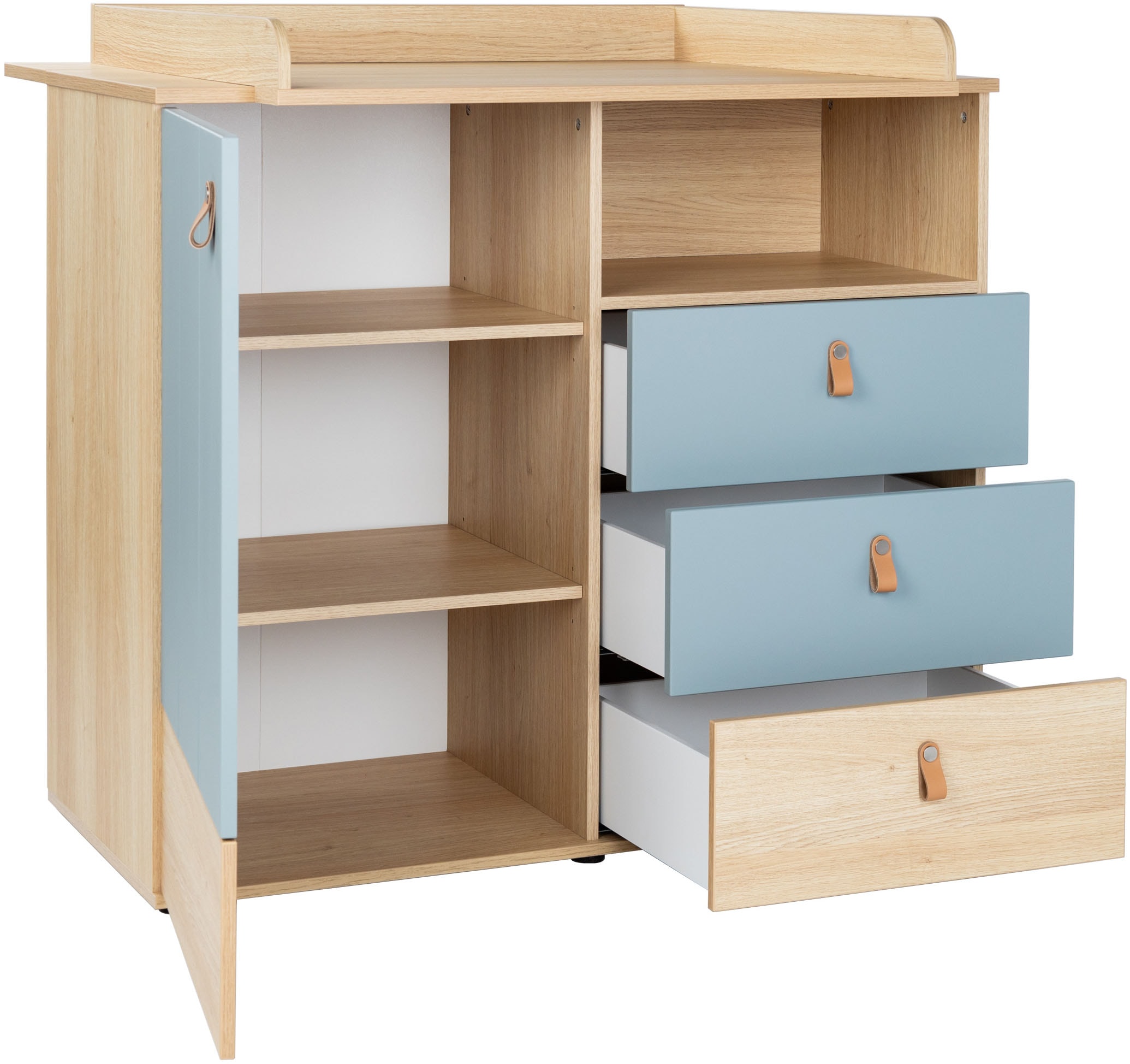 arthur berndt Babyzimmer-Komplettset »Babyzimmer-Set »Roofy« 3-teilig mit 1-türigem Kleiderschrank«, (Set, 3 tlg., Babymöbel-Set »Roofy« Kleiderschrank,Kinderbett+Wickelkommode)