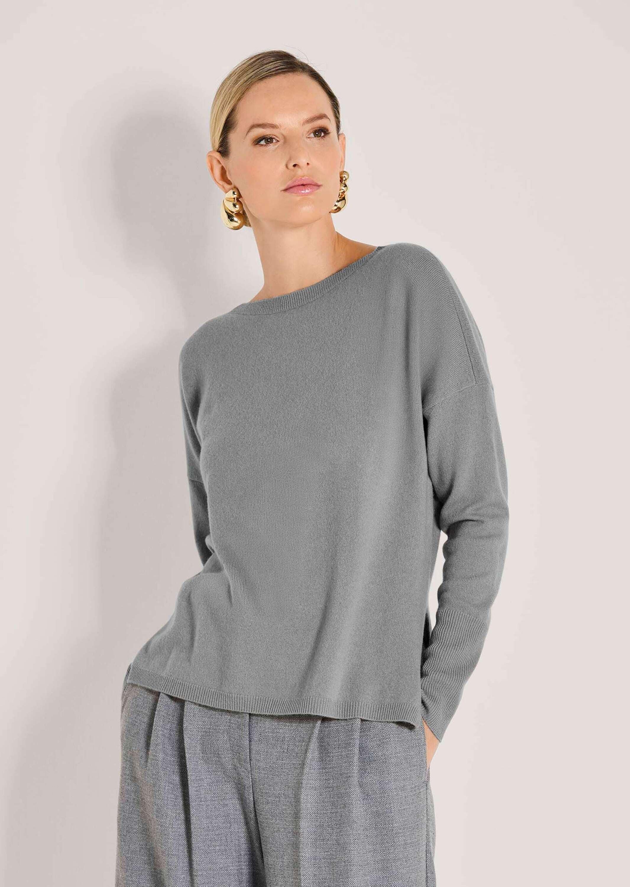 MADELEINE Longpullover »Kaschmirpullover Schlichter Strickpullover mit U-Boot-Ausschnitt«