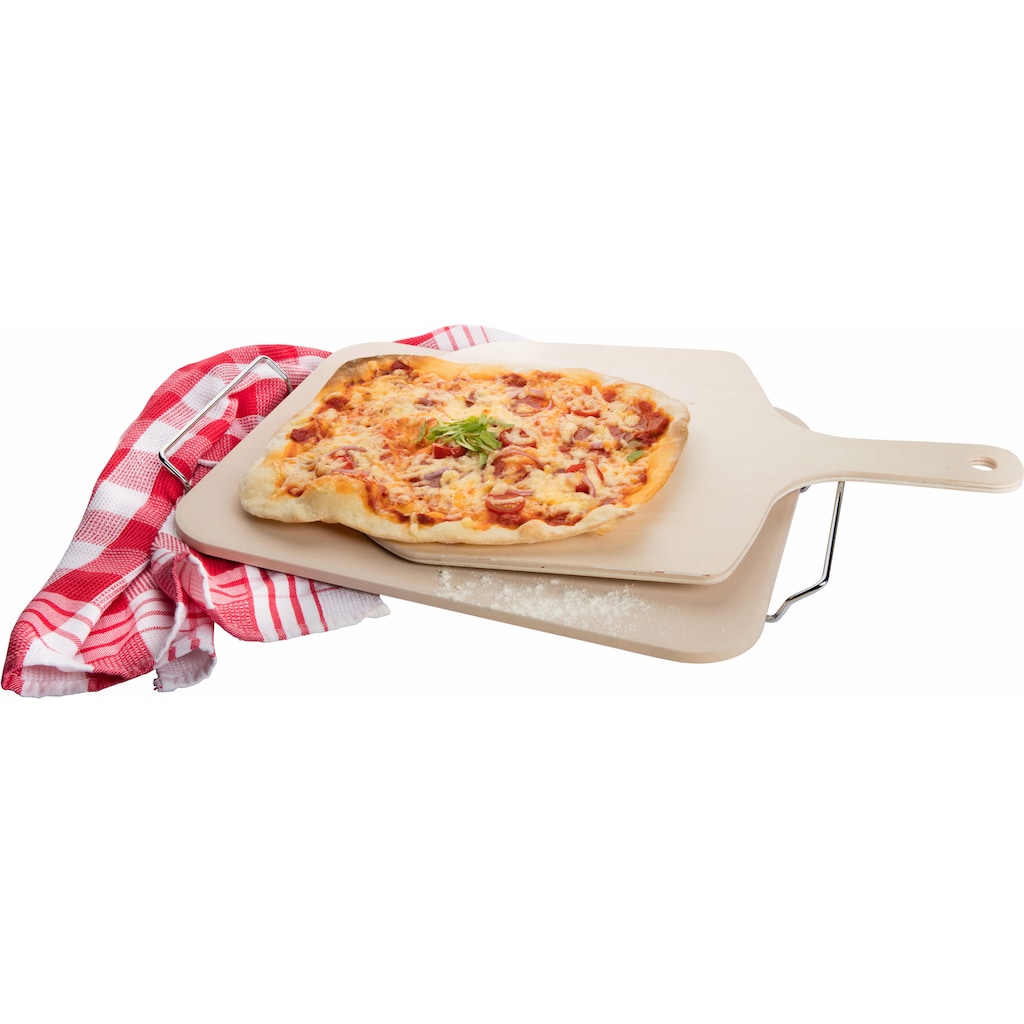 WESTMARK Pizzastein, Keramik, (Set, 3 St.), Inkl. Pizzaschaufel und Pizzaschneider