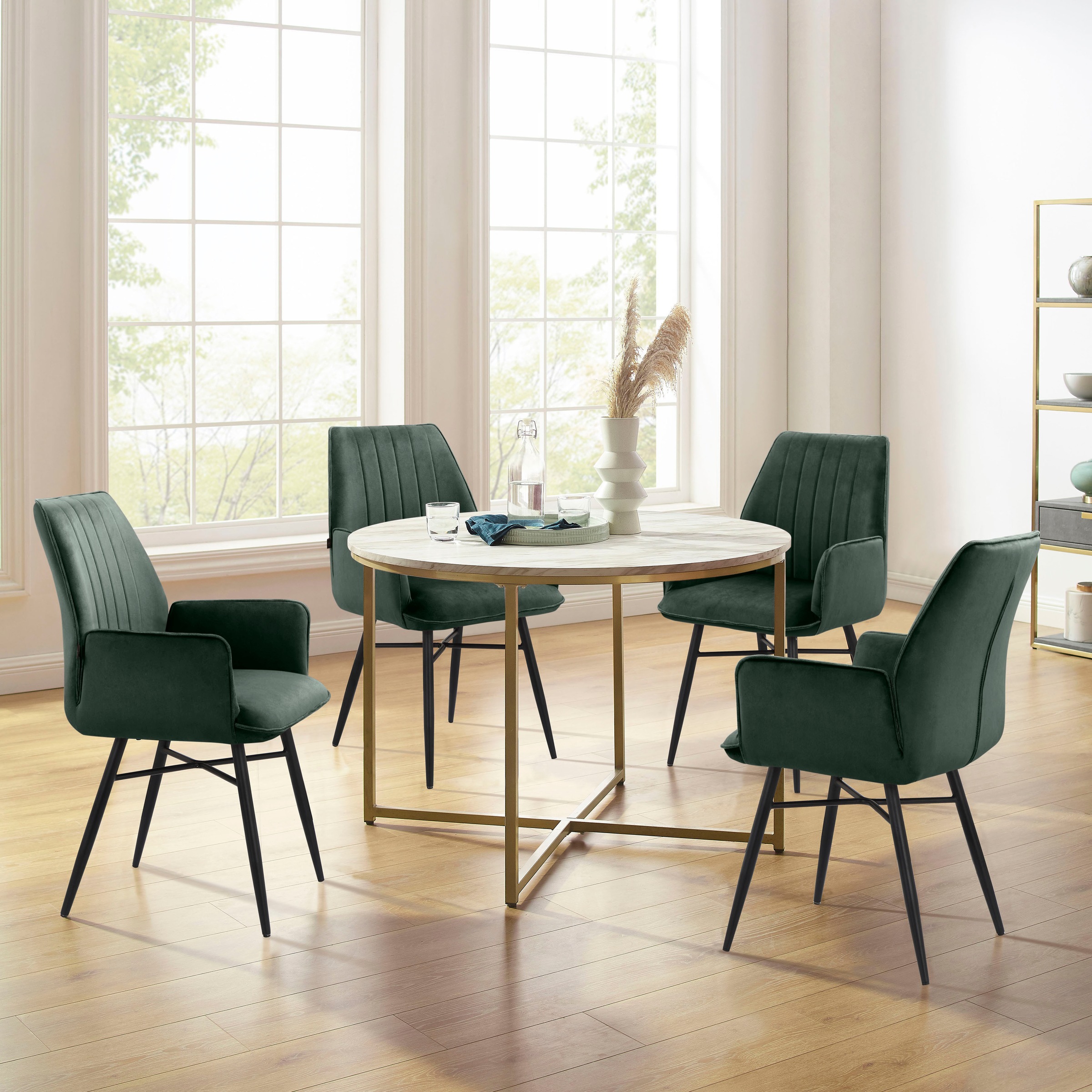 Leonique Esszimmerstuhl »Hrodwyn«, 2 St., Veloursstoff, Sitz gepolstert, mit horizontale Nähten am Rücken, Sitzhöhe 52 cm