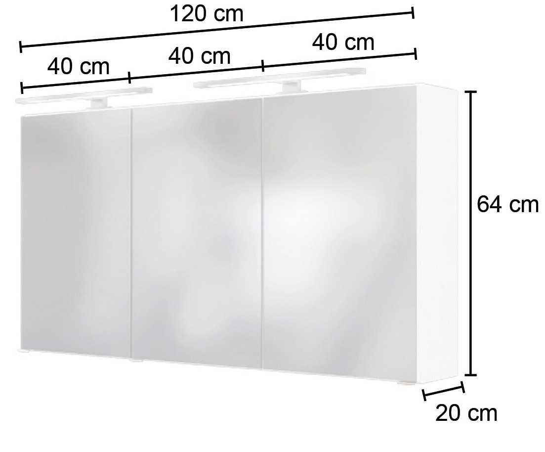 HELD MÖBEL Spiegelschrank »Matera«, Breite 120 cm, mit 6 verstellbaren Glasböden