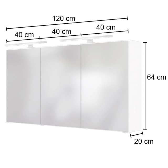 HELD MÖBEL Spiegelschrank »Matera«, Breite 120 cm, mit 6 verstellbaren  Glasböden bestellen | BAUR