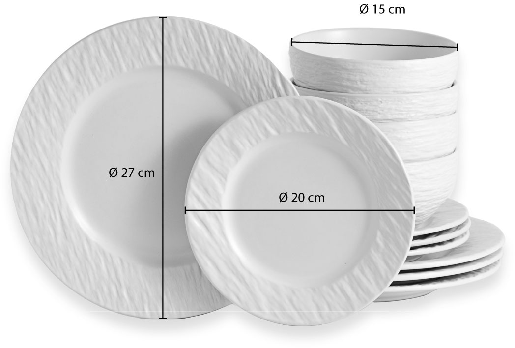 ECHTWERK Tafelservice »"New Modern"«, (Set, 12 tlg.), Modernes Geschirrset in Schiefer-Optik, hochwertige Stoneware