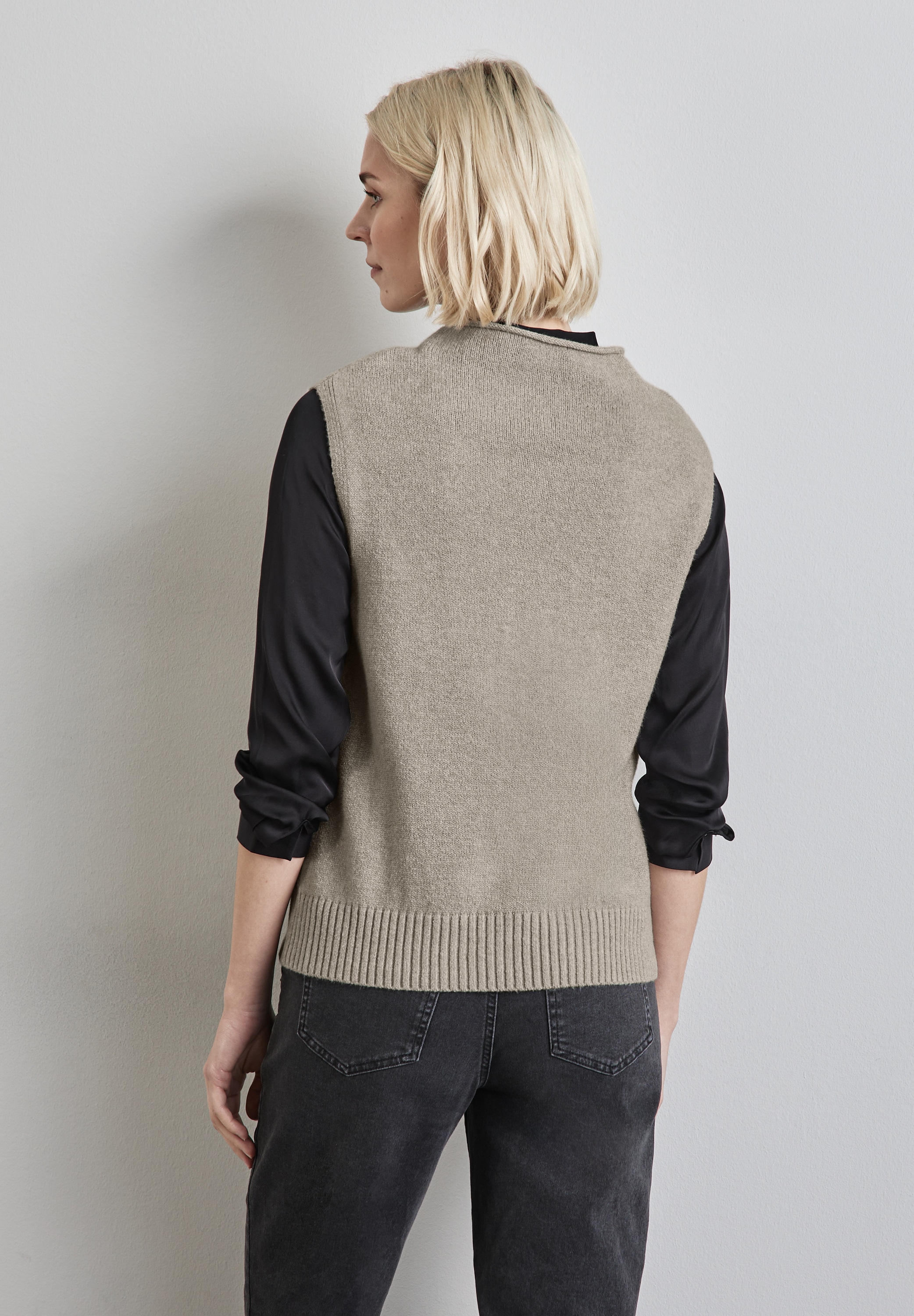 STREET ONE Kurzarmpullover, mit Stehkragen