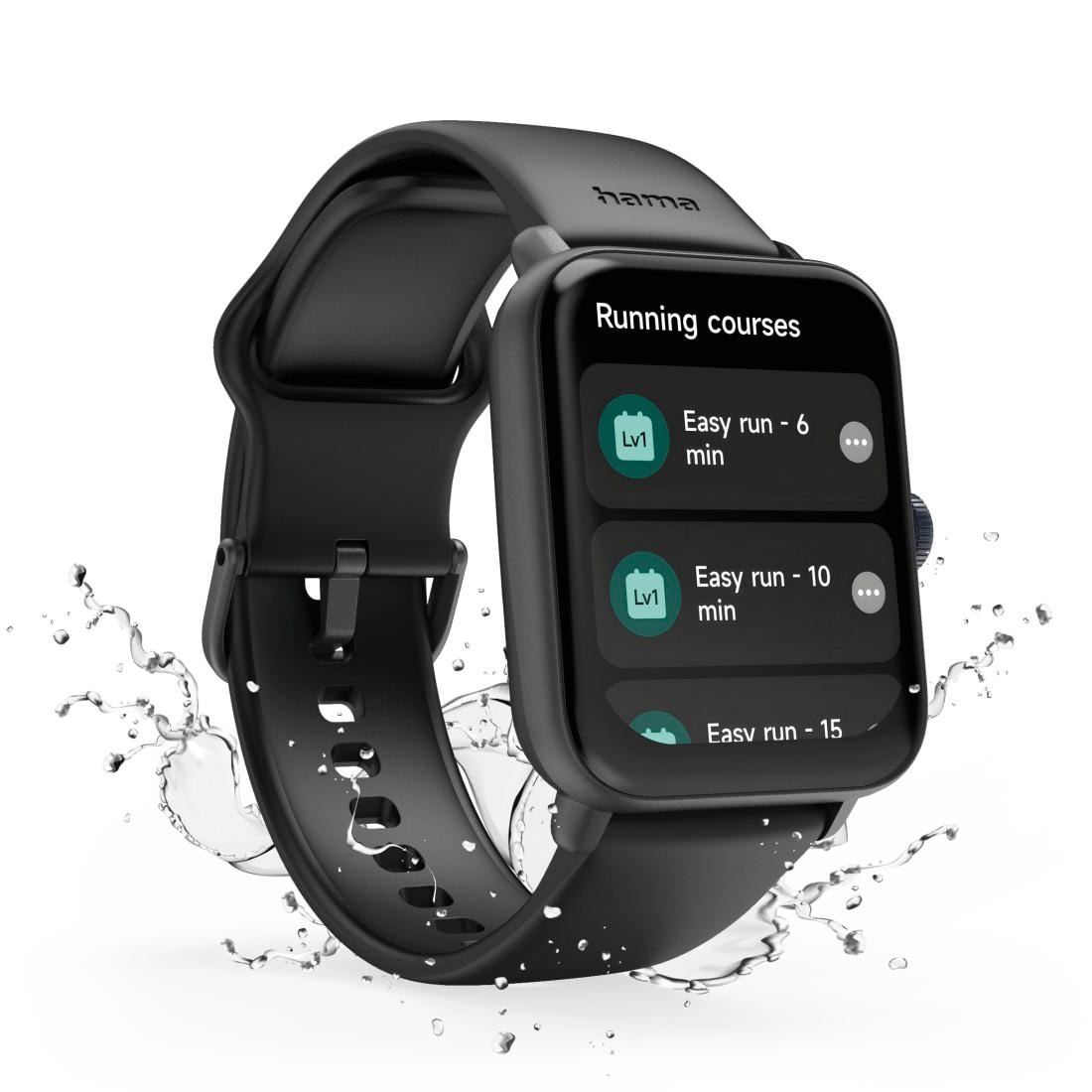 Hama Smartwatch »Smartwatch 1,65“ mit GPS (Fitness, Telefonfunktion, Puls, wasserdicht)«, (/ 1,65 Zoll),)