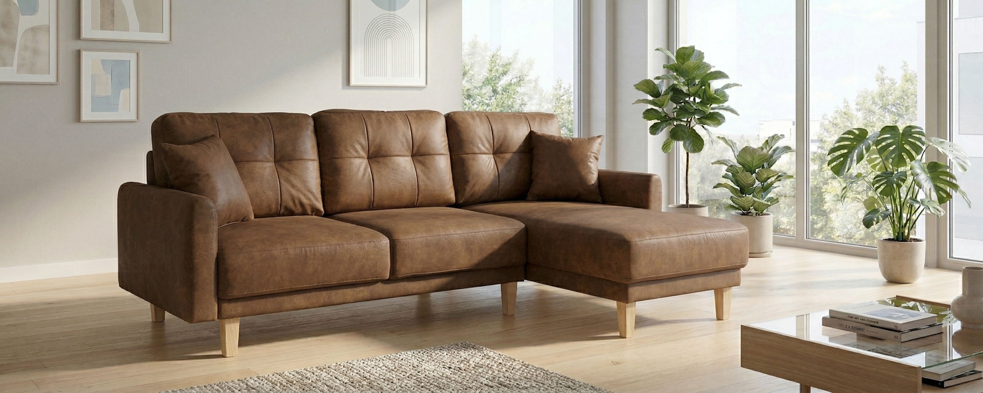 OTTO home Ecksofa "TRIPLO optionale Schlafsofa mit Bettkasten, Maße B/T/H: 234/164/89 cm" L-Form wahlweise mit Bettfunktion - Liegefläche 132x210 cm
