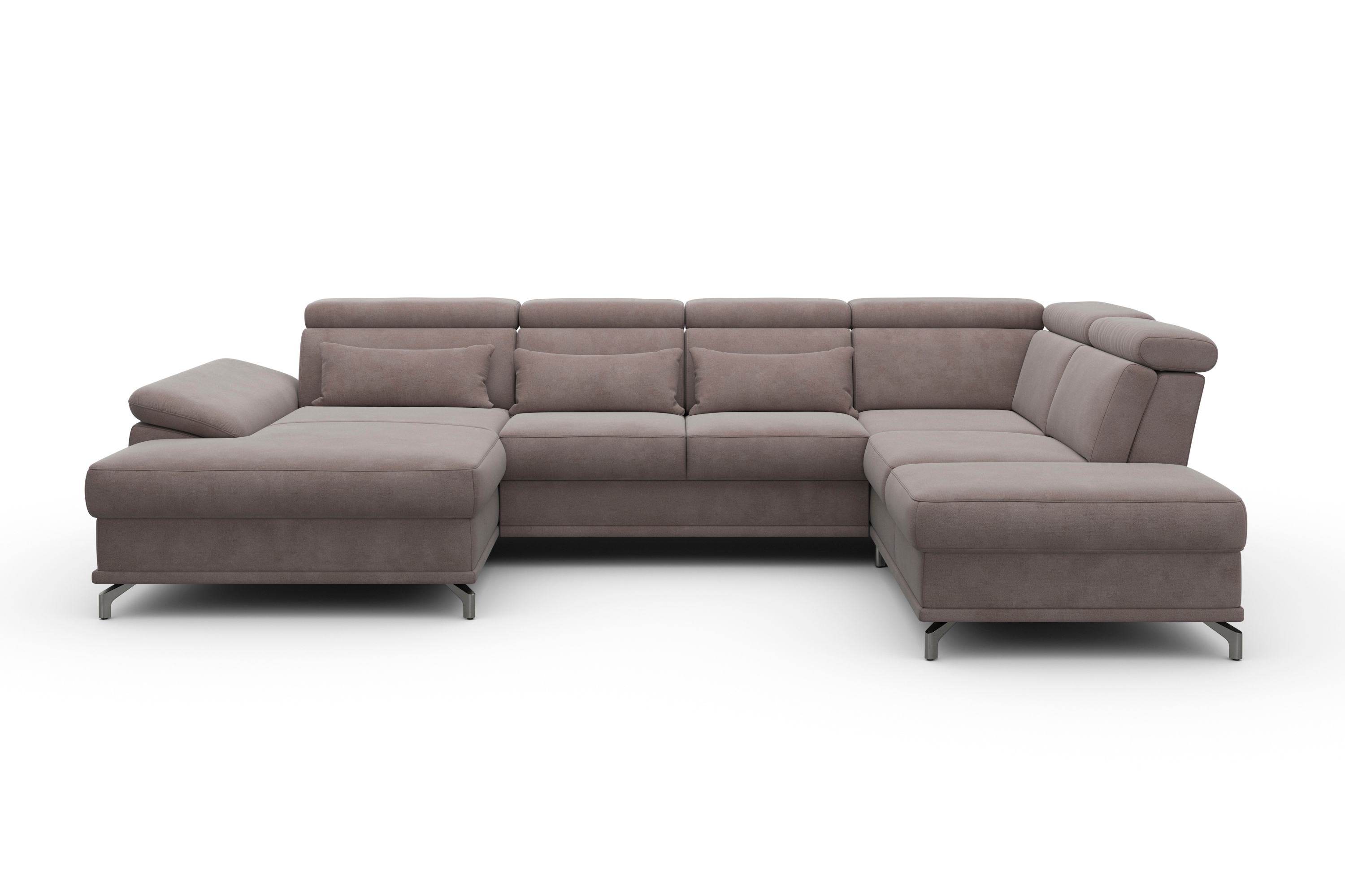 sit&more Wohnlandschaft "Cabrio U-Form, B: 359 cm, mit Sitztiefen-, Arm- & Kopfteilverstellung" 3 Nierenkissen, Federkern, mit Schlaffunktion und Stauraum