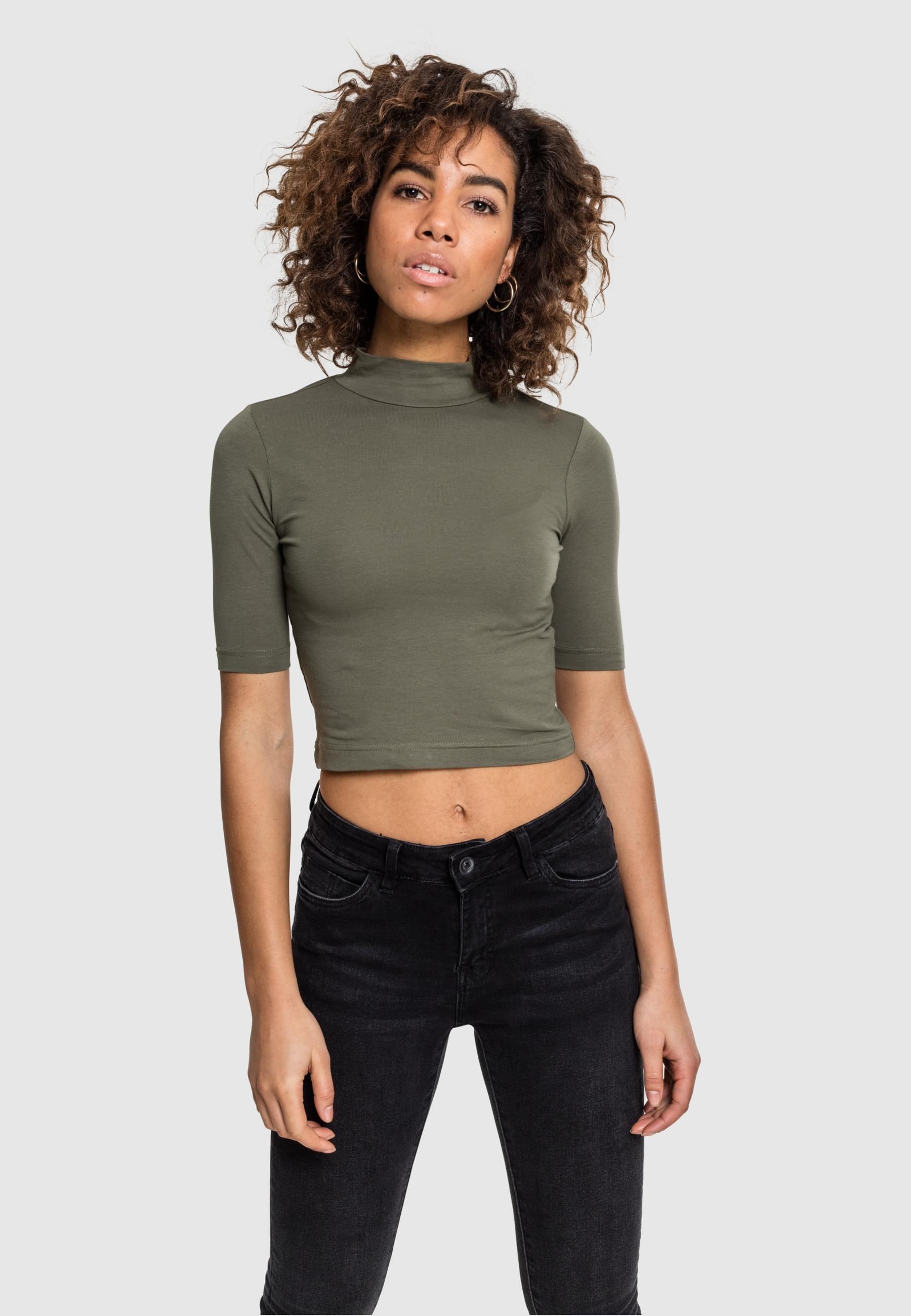 URBAN CLASSICS T-Shirt »Urban Classics Damen Ladies Cropped Turtleneck Tee«, (1 tlg.)