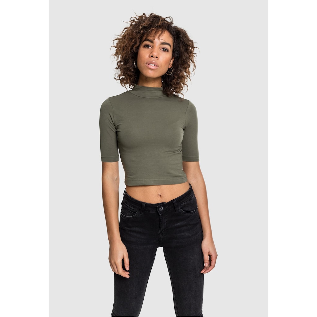 URBAN CLASSICS T-Shirt »Urban Classics Damen Ladies Cropped Turtleneck Tee«, (1 tlg.)