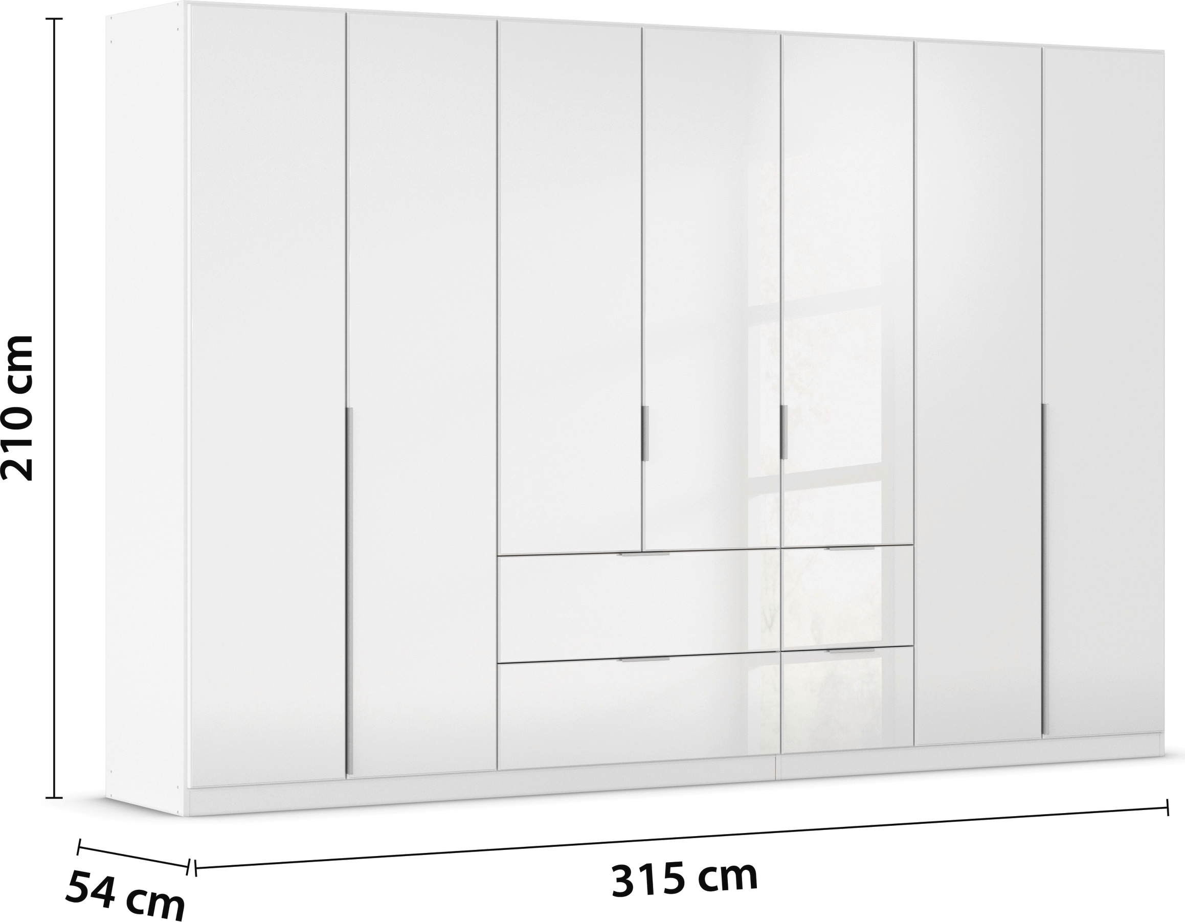 rauch Drehtürenschrank »Kleiderschrank Kleiderschränke Schrank Garderobe AGORDO mit Glasfront«, (in zwei Griff-Farben mit Glasfront), mit Außenschubkästen, in 6 Breiten und 2 Höhen MADE IN GERMANY