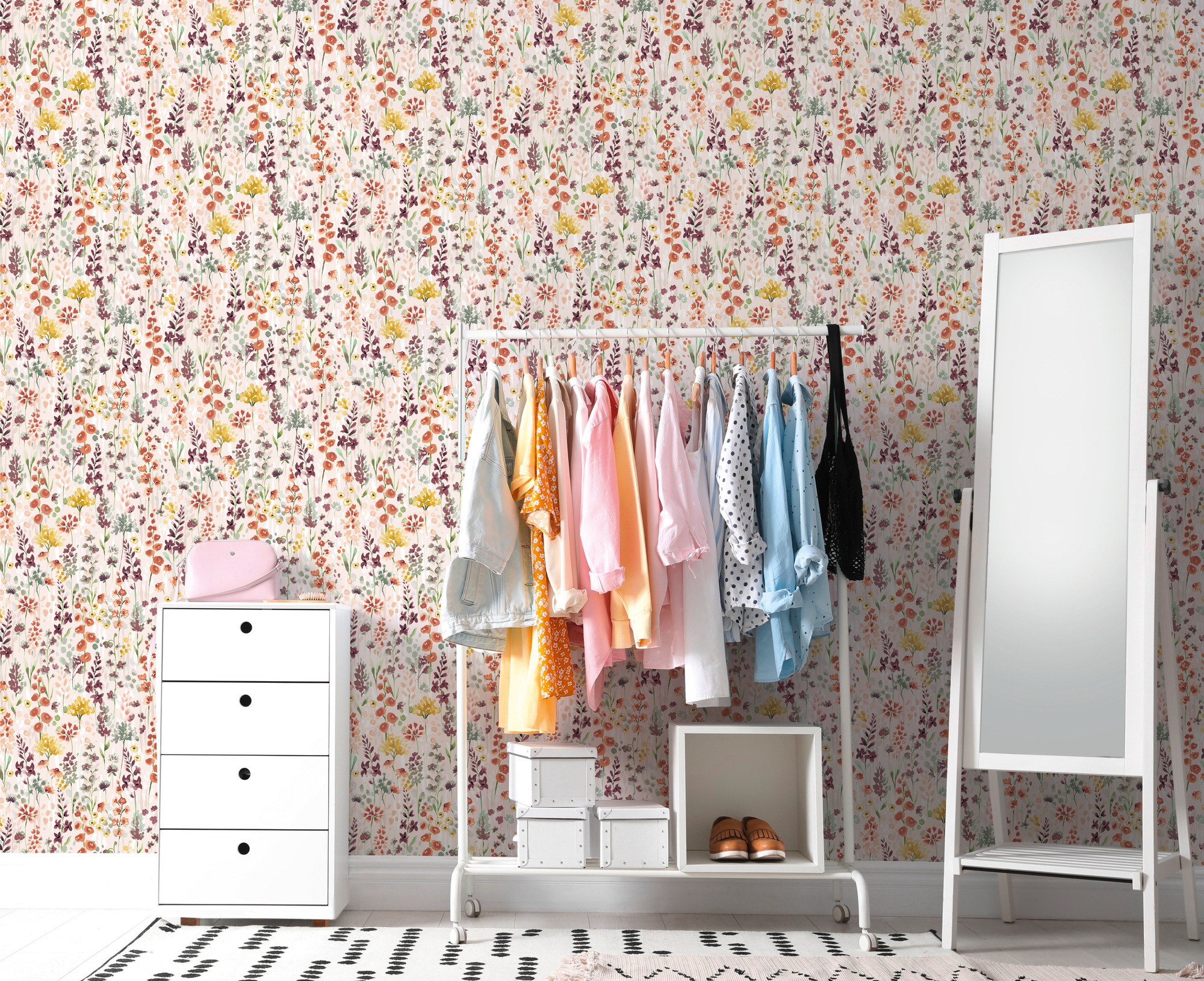A.S. Création Vliestapete »Aquarell Dreams Blümchen-Tapete Mustertapete Blumen Blumen«, matt, Vliestapete Blumen für Schlafzimmer Küche Wohnzimmer Blümchen Design