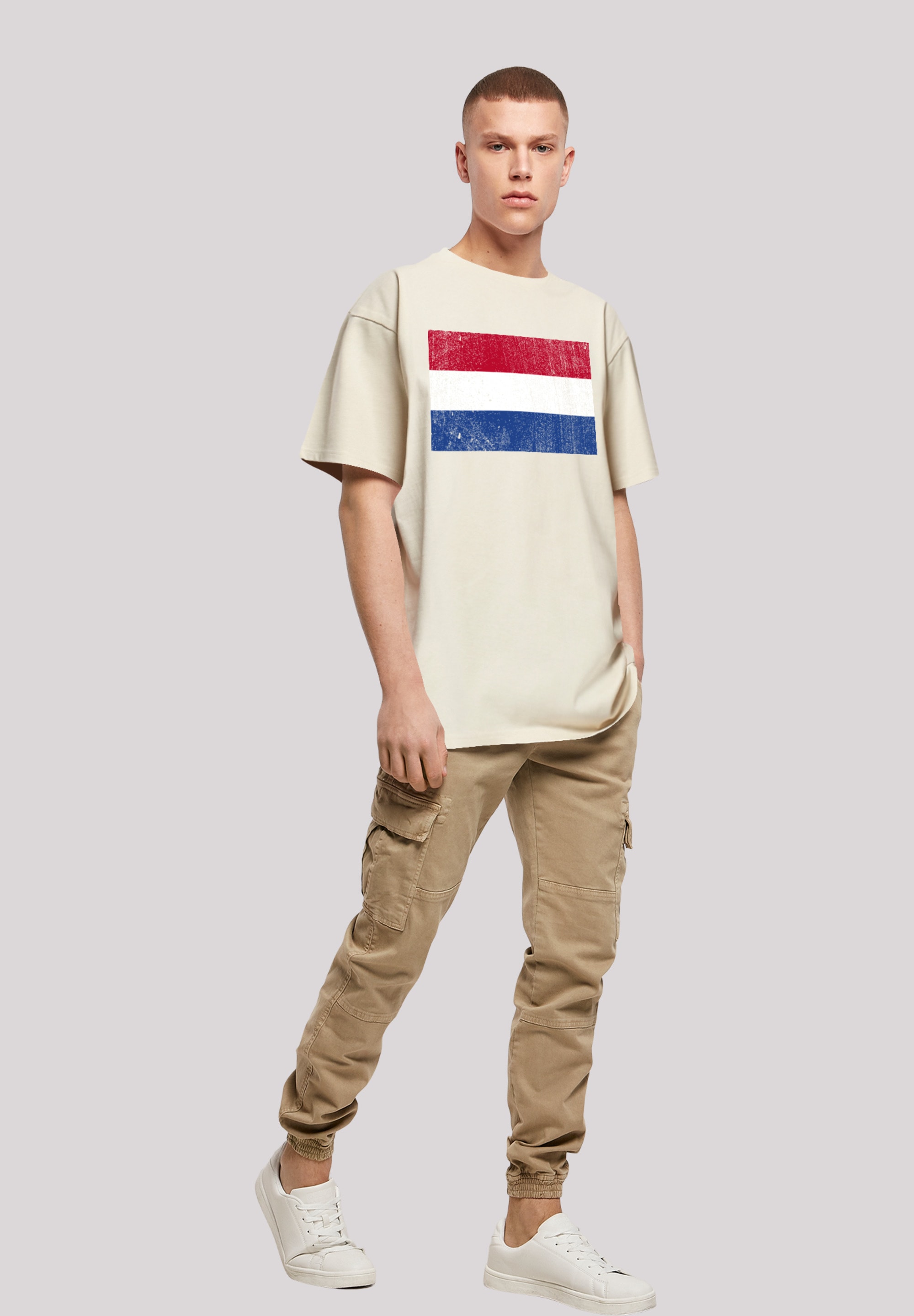 F4NT4STIC T-Shirt »Netherlands NIederlande Holland Flagge distressed«, Print