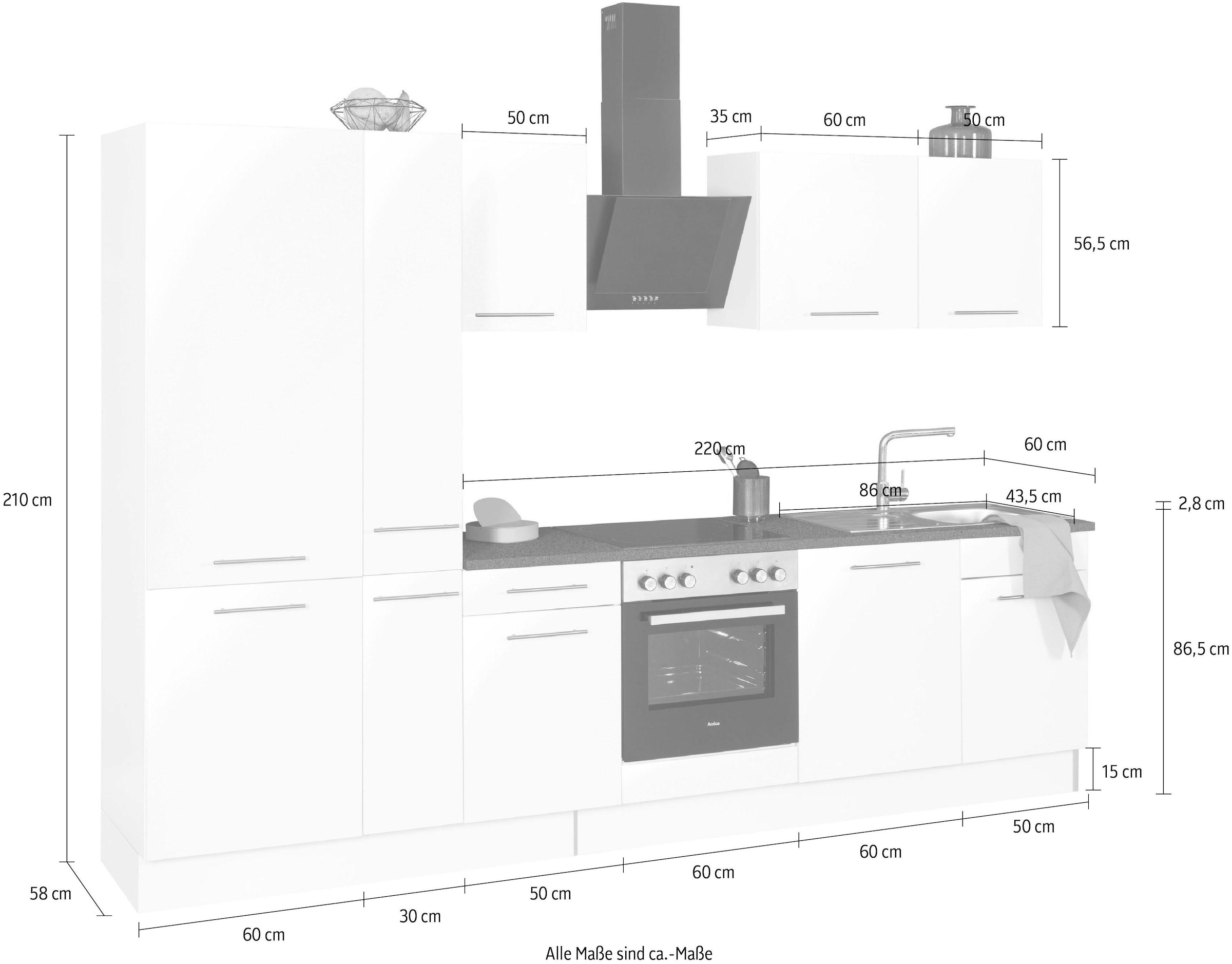 wiho Küchen Küchenzeile »Ela«, Breite 310 cm, Soft-Close-Funktion, höhenverstellbare Füße