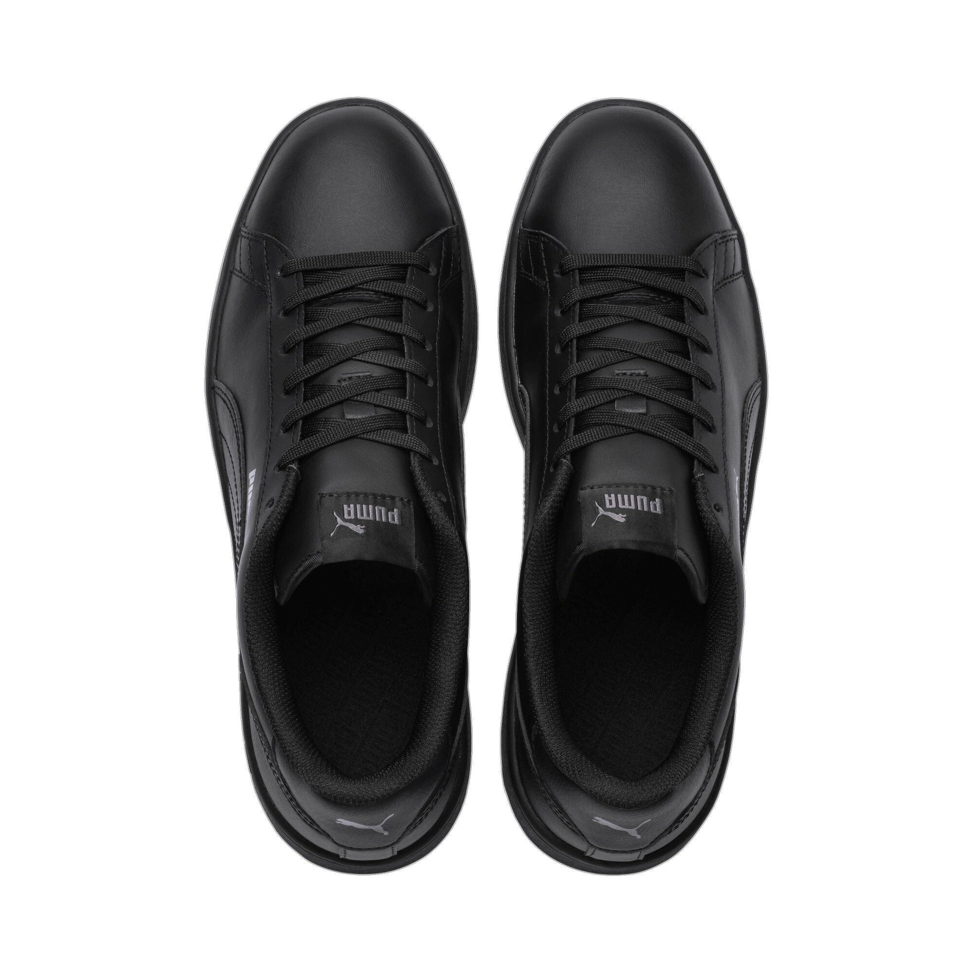Sneaker PUMA "SMASH V2 L", Damen, Gr. 41, schwarz (puma schwarz, puma schwarz), Leder, Synthetik, unifarben mit Farbeinsatz, Schuhe Sneaker, atmungsaktives Obermaterial aus Leder und Synthetik, Schnürung 3