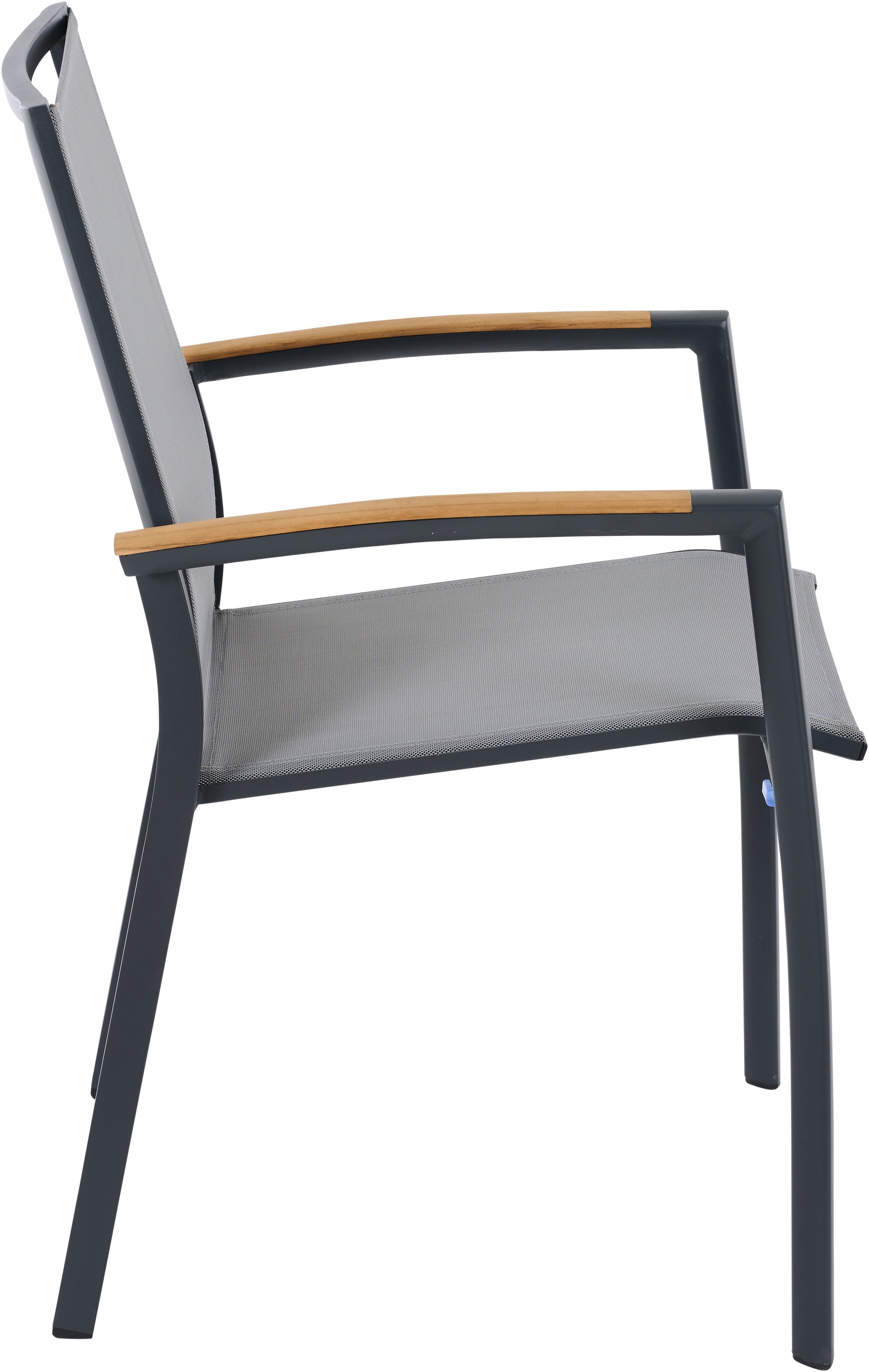 Siena Garden Gartensessel »VELIA Stapelsessel matt anthrazit« Gestell aus Aluminium, Armlehnen aus Teak FSC® 100%