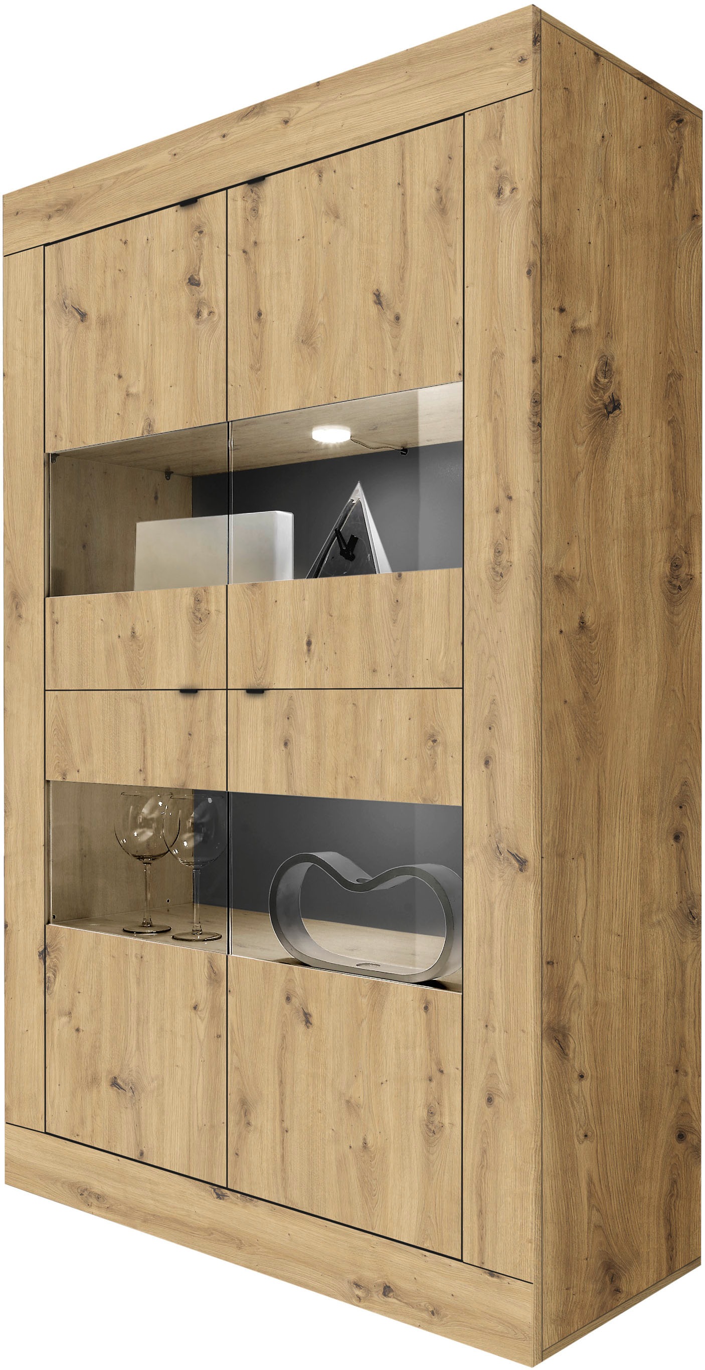 Home affaire Vitrine "Basic Höhe 162 cm, Standvitrine mit 4 Türen - Metallg günstig online kaufen