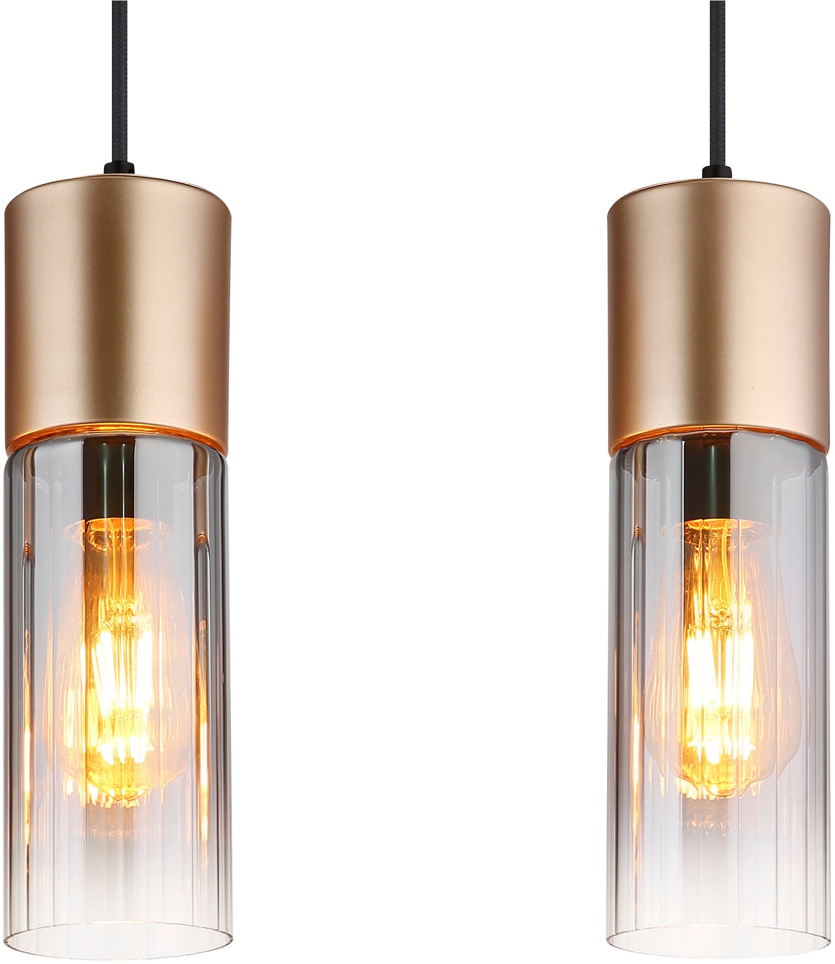 GLOBO LIGHTING Hängeleuchte »ANNIKA« E27 1 Stk. Hängeleuchte Cappuccino, Rauchglas, klar verlaufend, E27