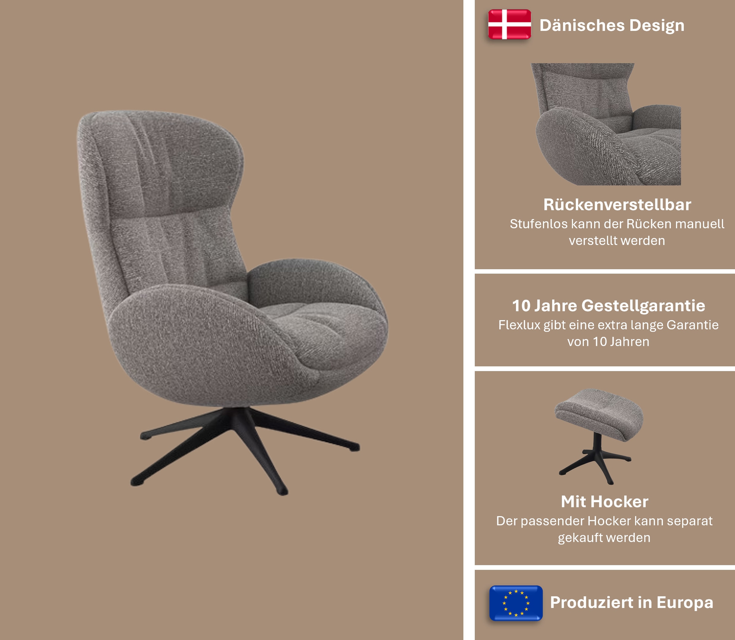 FLEXLUX Relaxsessel "Haze, hervorragender Komfort, Echtleder oder sanfter S günstig online kaufen
