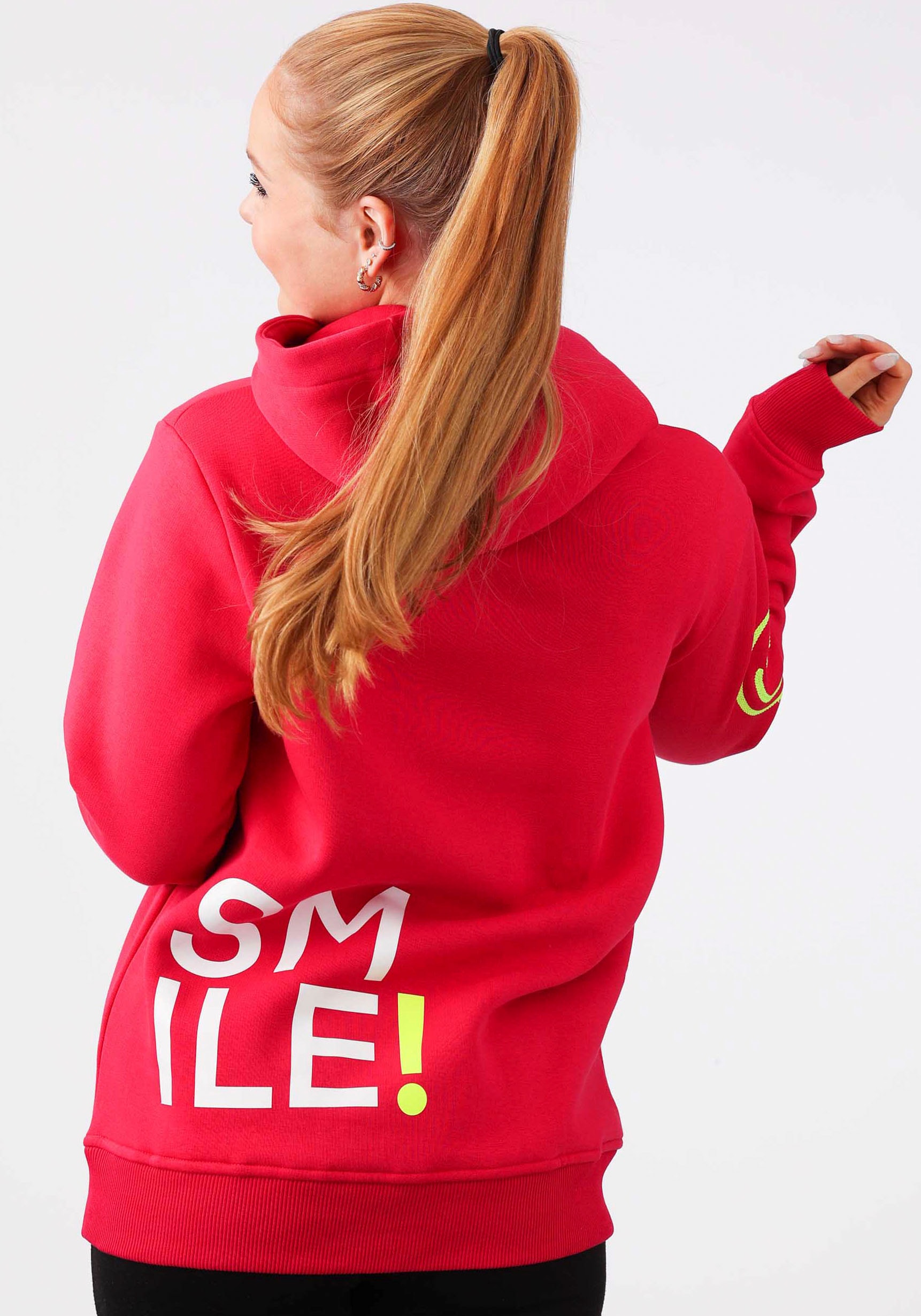 Zwillingsherz Kapuzensweatshirt, verschiedenfarbiger "Smile"-Aufdruck und g günstig online kaufen