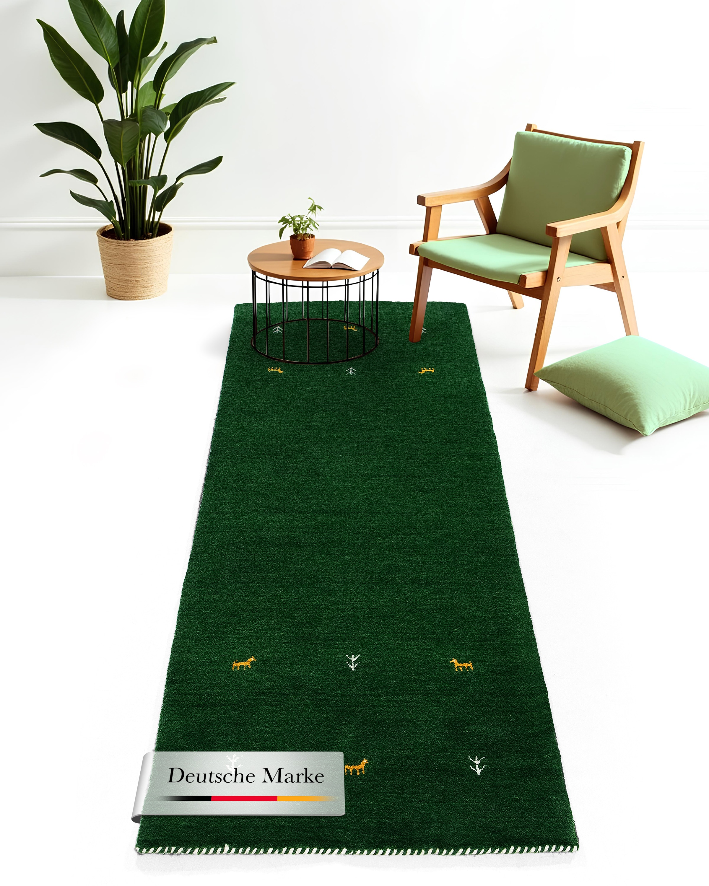 carpetfine "Gabbeh Uni, auch als Läufer und Rund erhältlich" rechteckig 15 mm Höhe reine Wolle, handgewebt, Gabbeh Loom Tiermotiv, große Farbauswahl