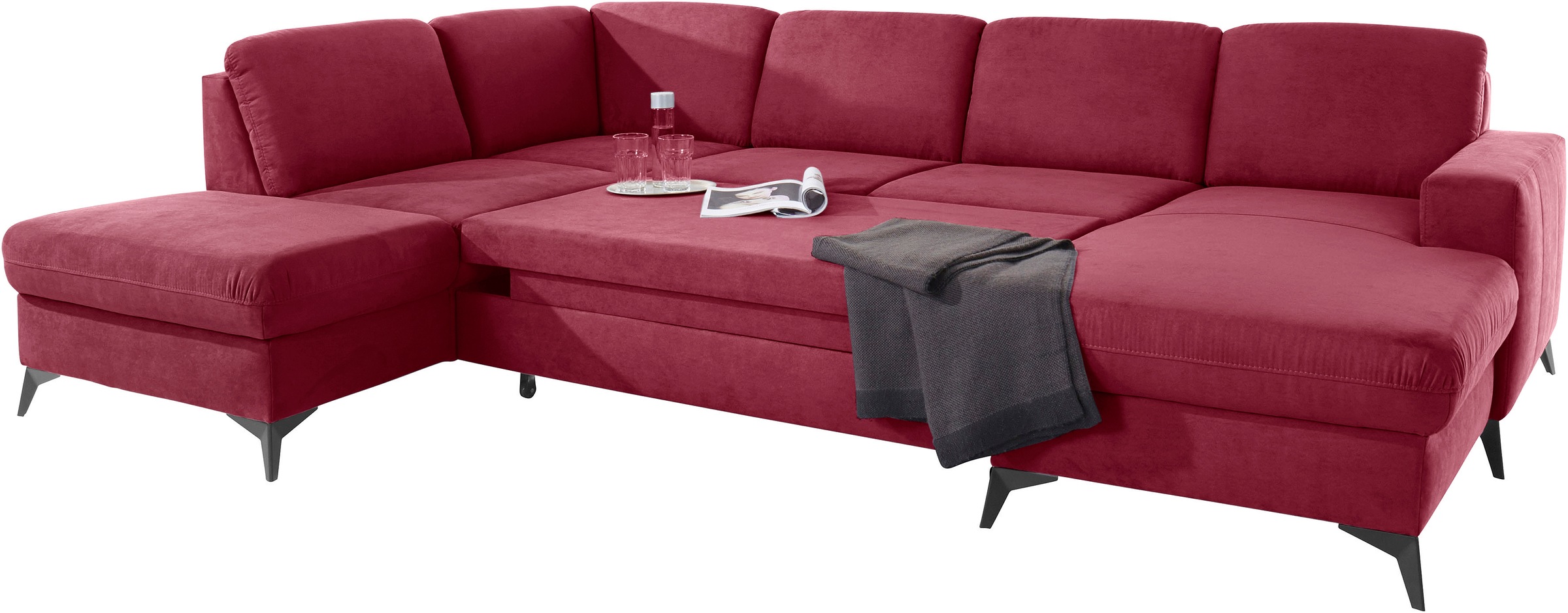 Places of Style Wohnlandschaft »Lolland U-Form«, Wahlweise mit Bettfunktion und Stauraum, auch mit abwischbarem Bezug
