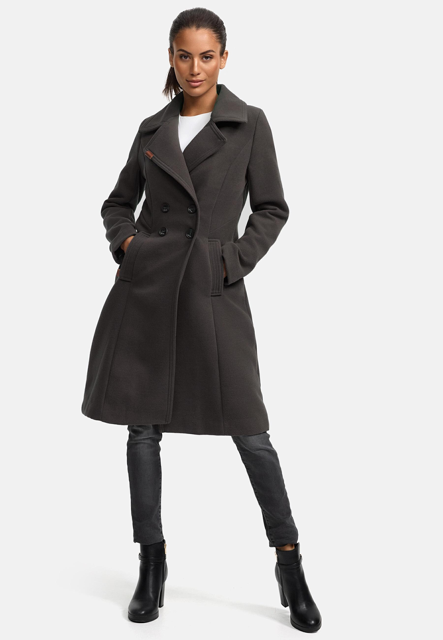Navahoo Wintermantel »Wooly«, edler Damen Trenchcoat in Wollmantel-Optik
