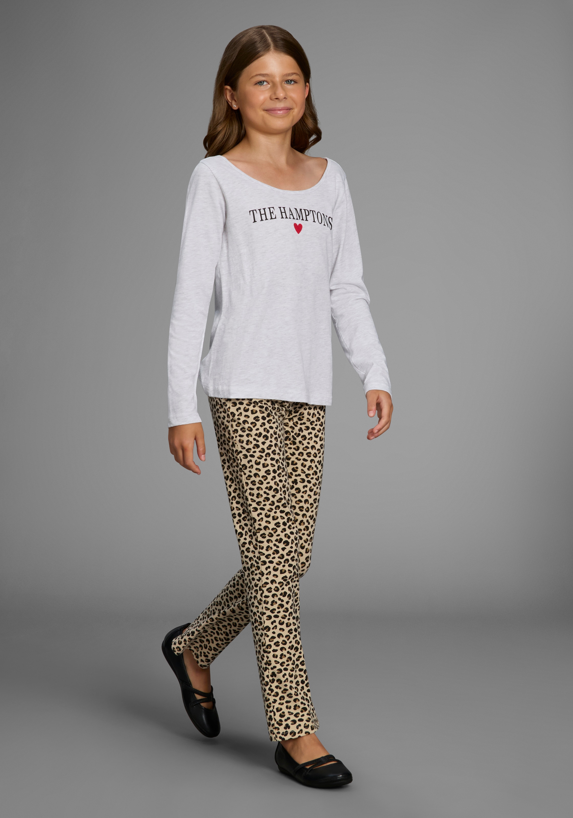 KIDSWORLD Langarmshirt »Shirt mit Hamptons-Druck für Mädchen«, Tieferer Ausschnitt